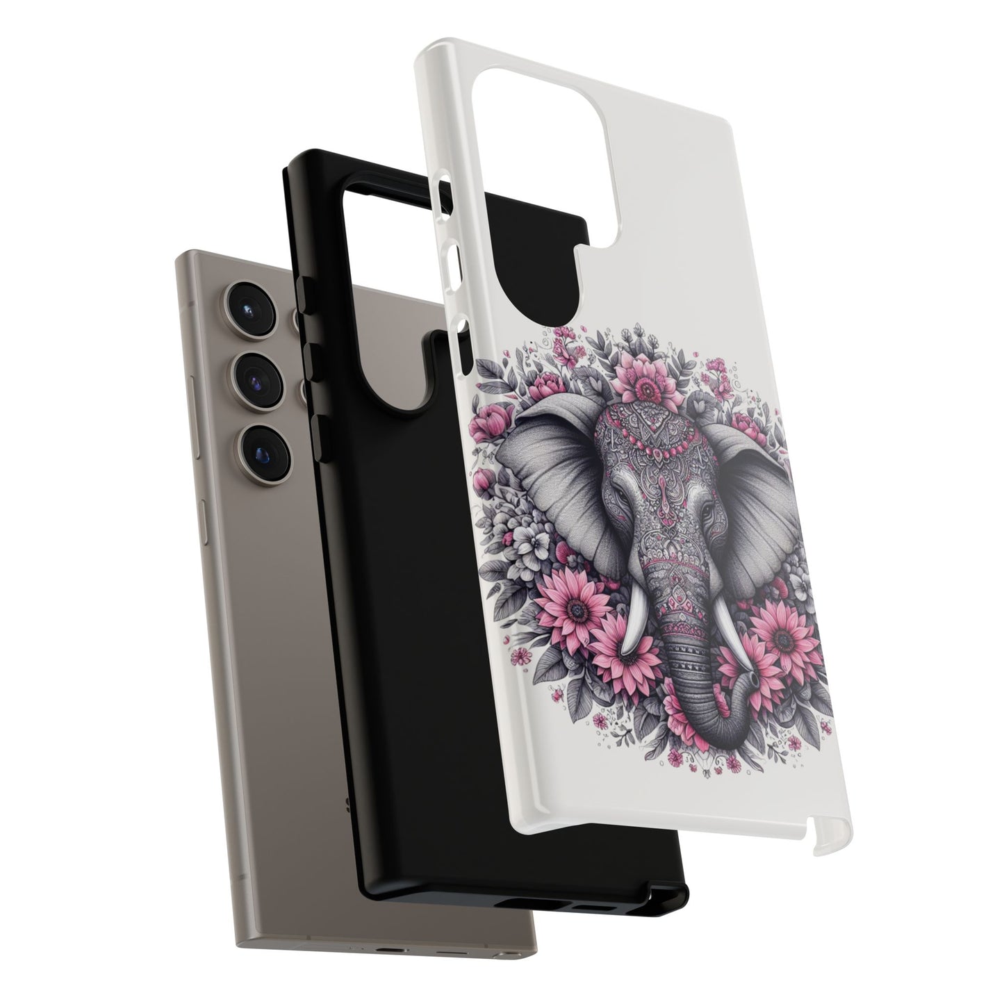 Intricate Floral Elephant Mobile Cover – Mandala-Inspired Boho Art