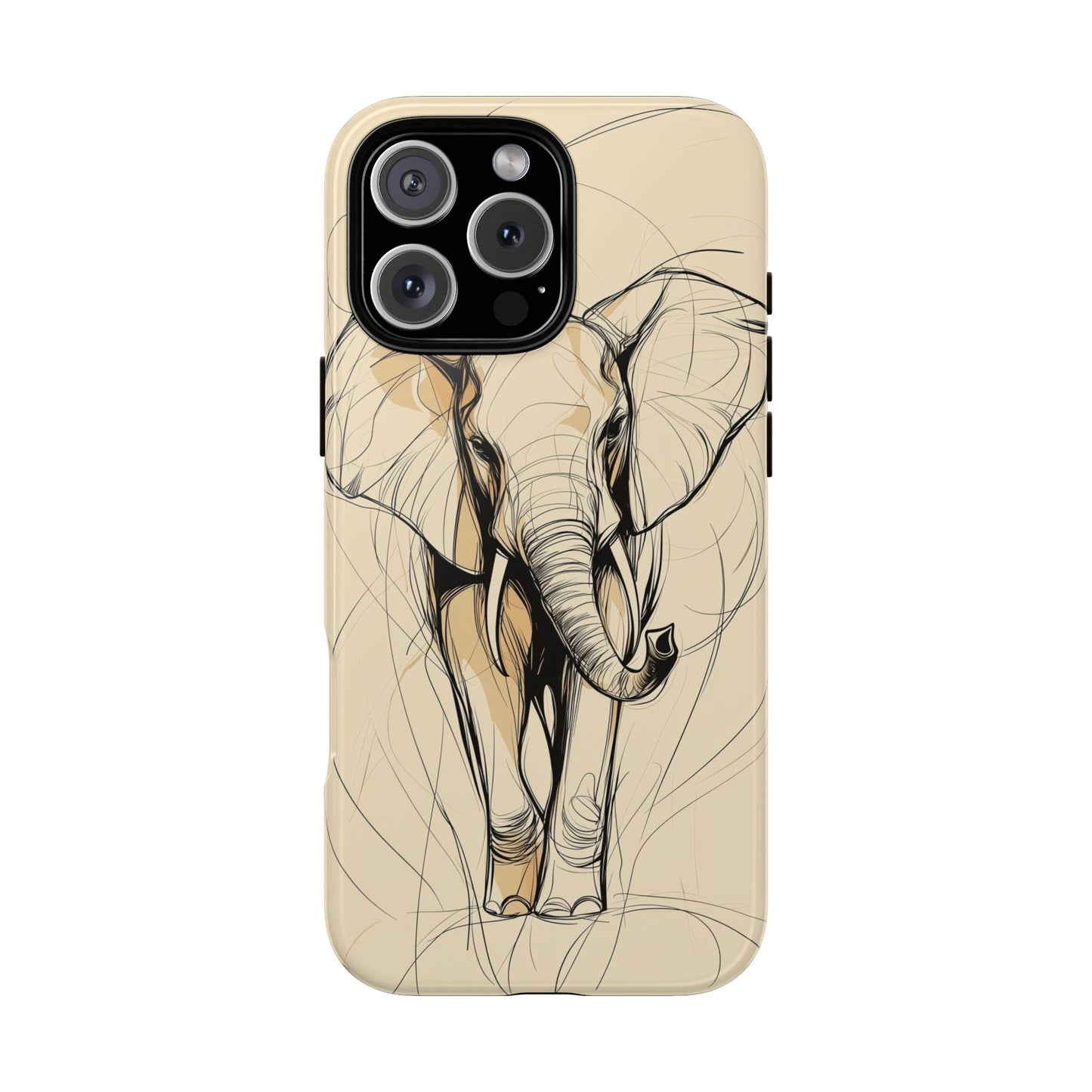 Majestic March: Dynamic Elephant Line Art Phone Case for iPhone, Samsung & Pixel