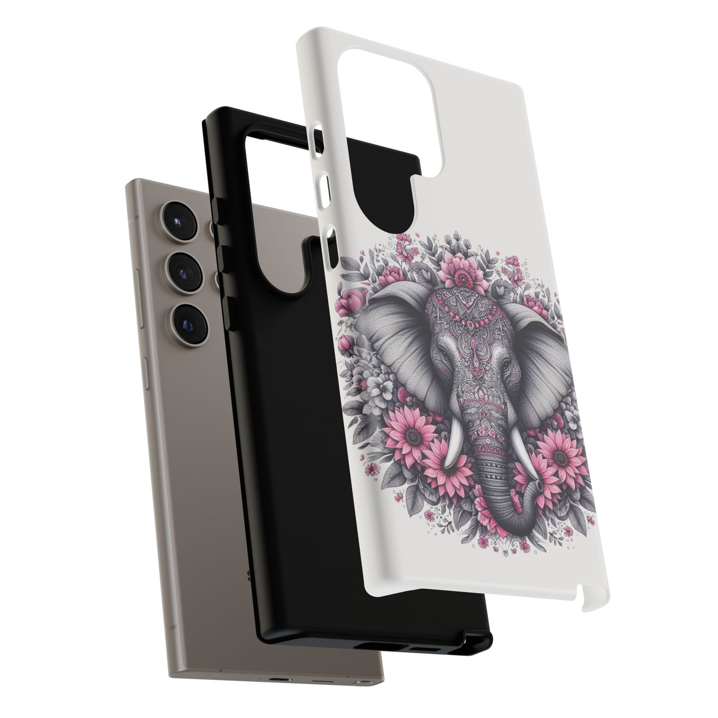 Intricate Floral Elephant Mobile Cover – Mandala-Inspired Boho Art