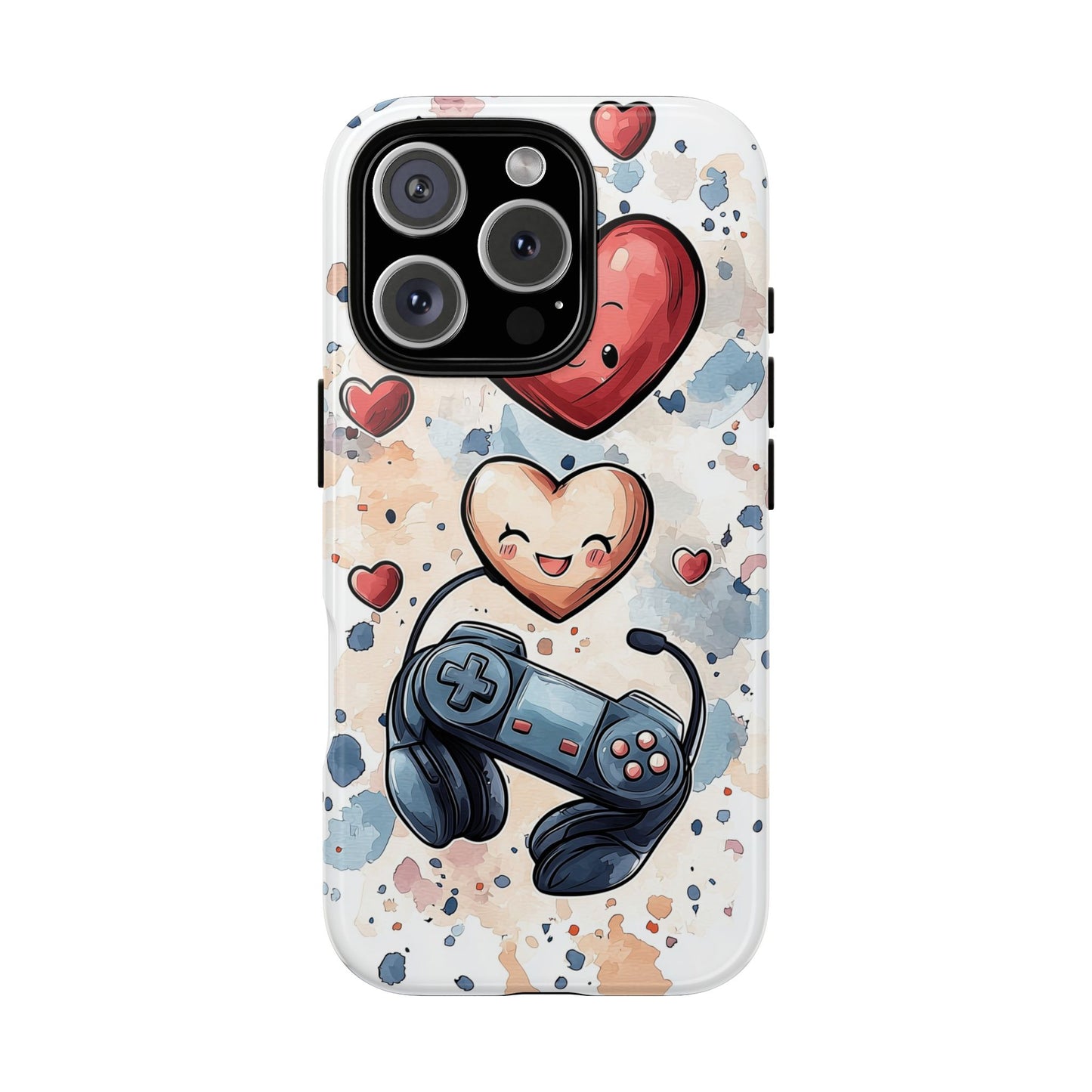 Gaming Love: Kawaii Hearts Anime Phone Case for iPhone, Samsung, Google Pixel