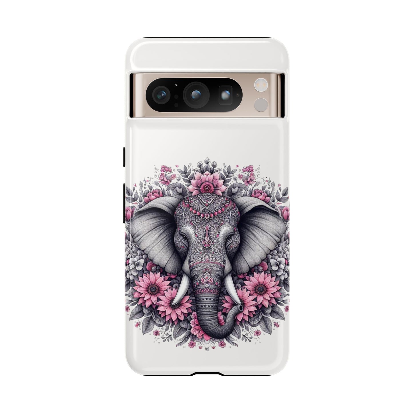 Intricate Floral Elephant Mobile Cover – Mandala-Inspired Boho Art