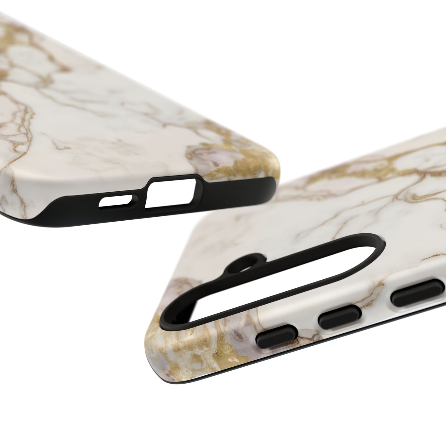 Elegant White and Gold Marble Case Design