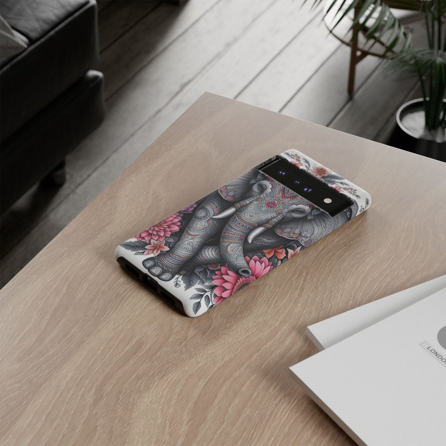 Bohemian Floral Elephant Mobile Cover – Intricate Mandala Art