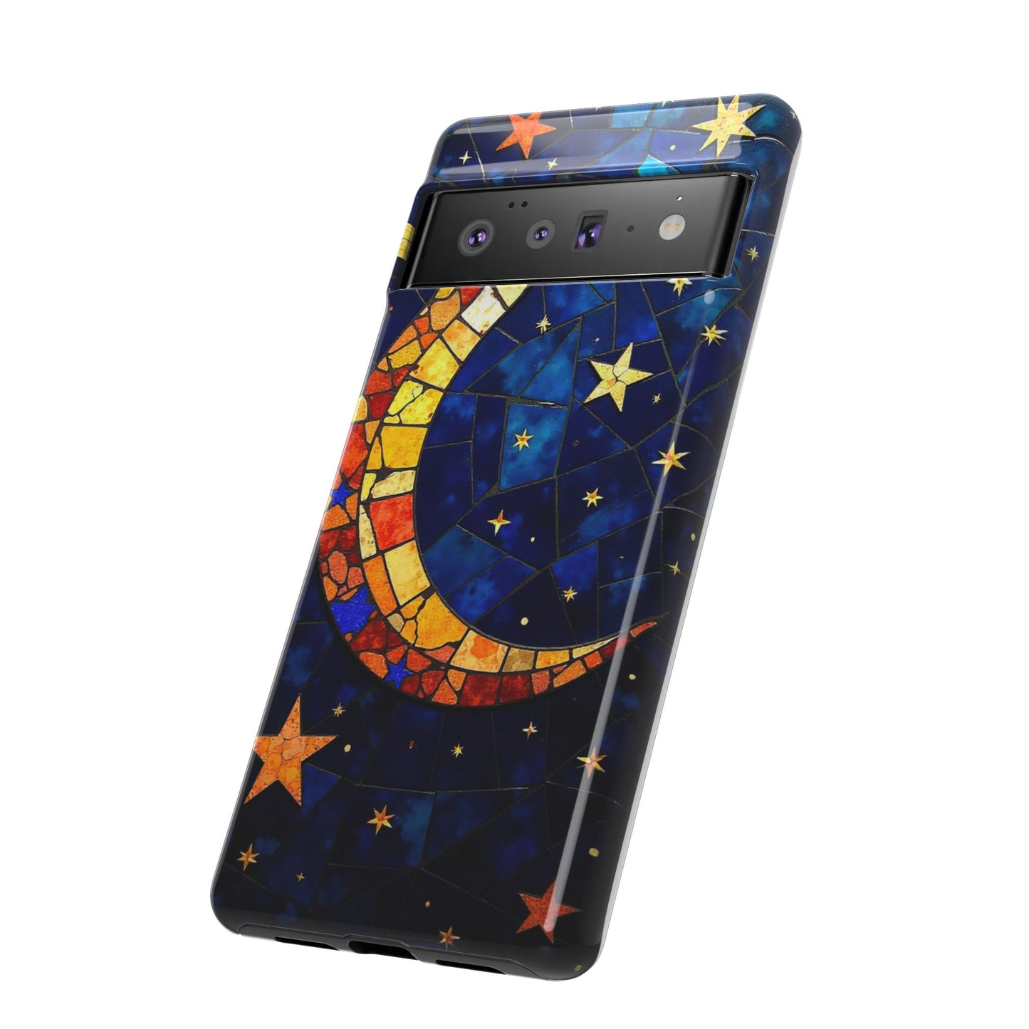 Celestial Crescent: Vibrant Moon and Stars Phone Case