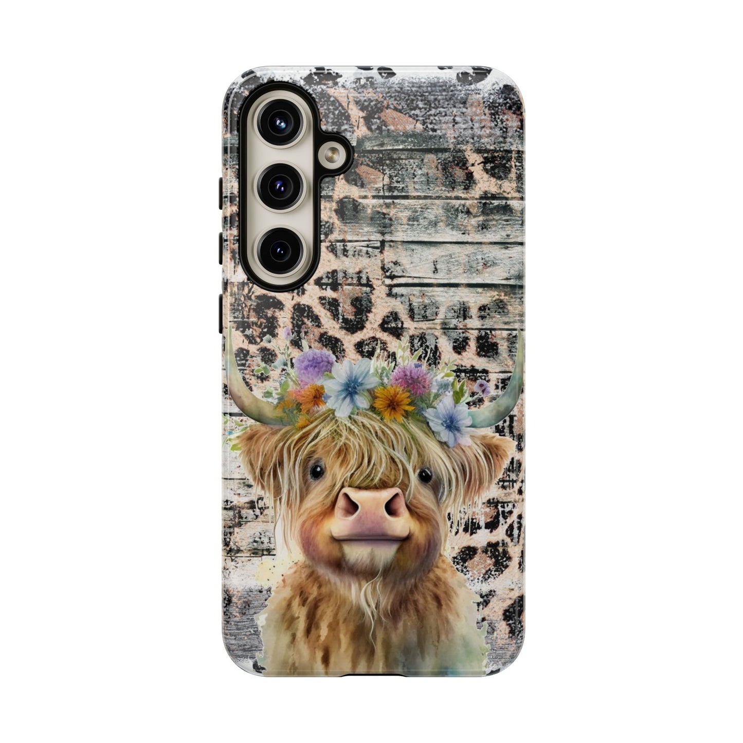 Leopard Print Heifer Phone Case - iPhone, Samsung & Google Pixel Cover - Artistic Cow Phone Case, Animal Lover Gift