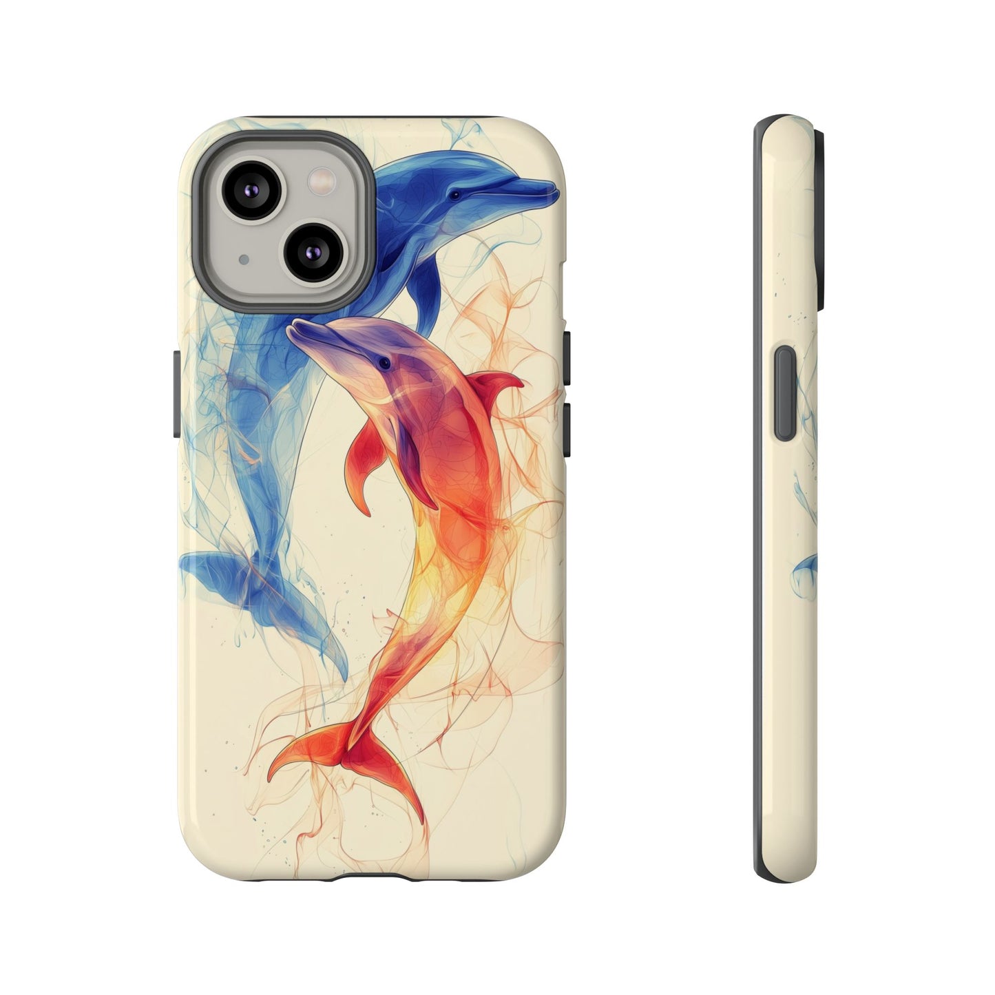 Elemental Dolphins: Fire & Water Fusion Phone Case for iPhone, Samsung & Pixel