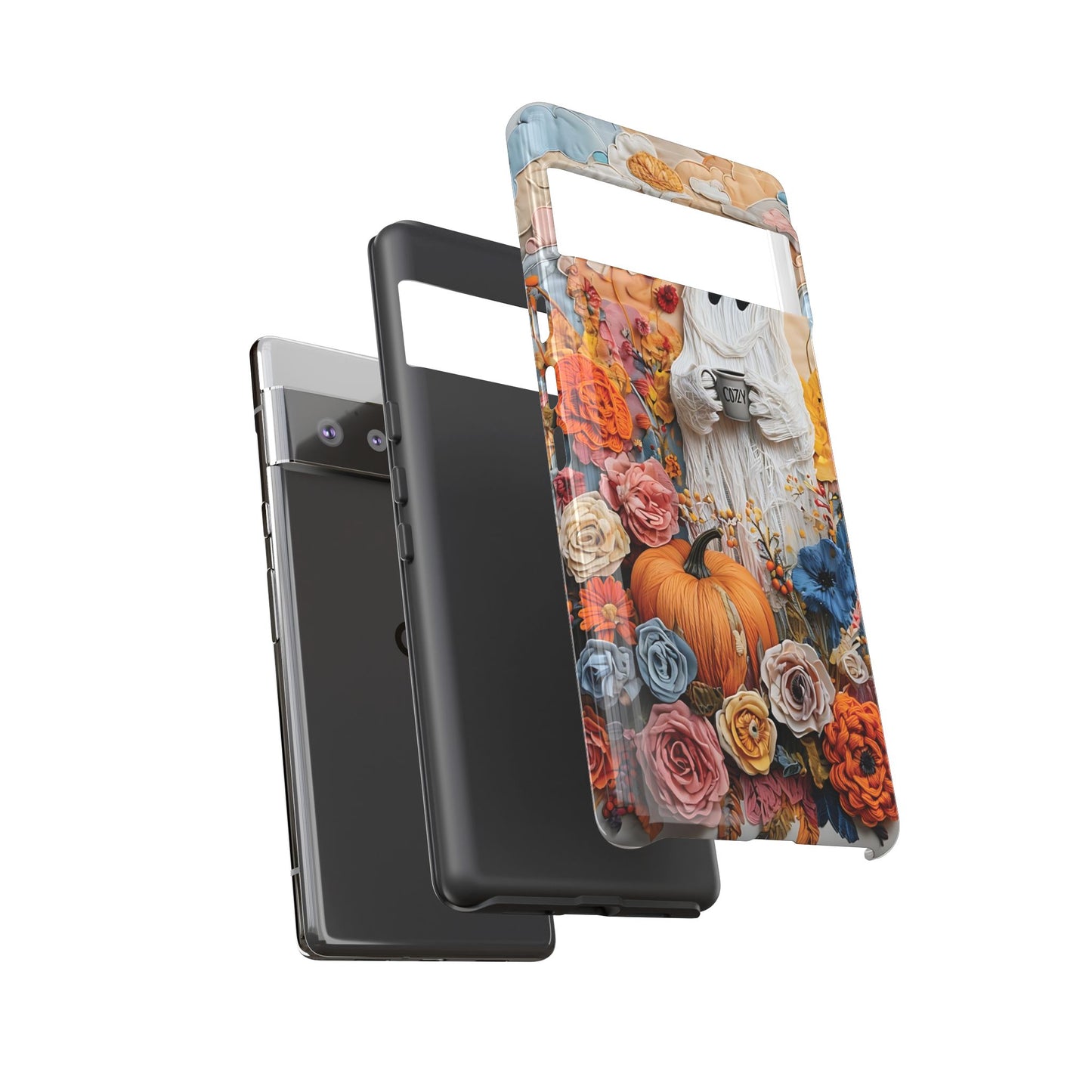 Colorful Whimsical Artwork of Ghost in Autumn Scene phone case design.