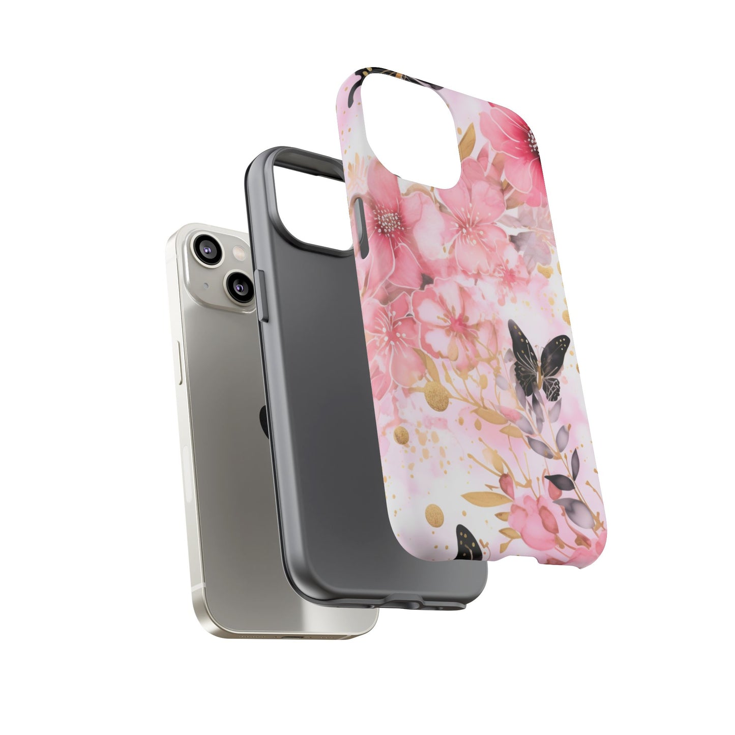 Pink Blossom & Gold Butterfly Mobile Case