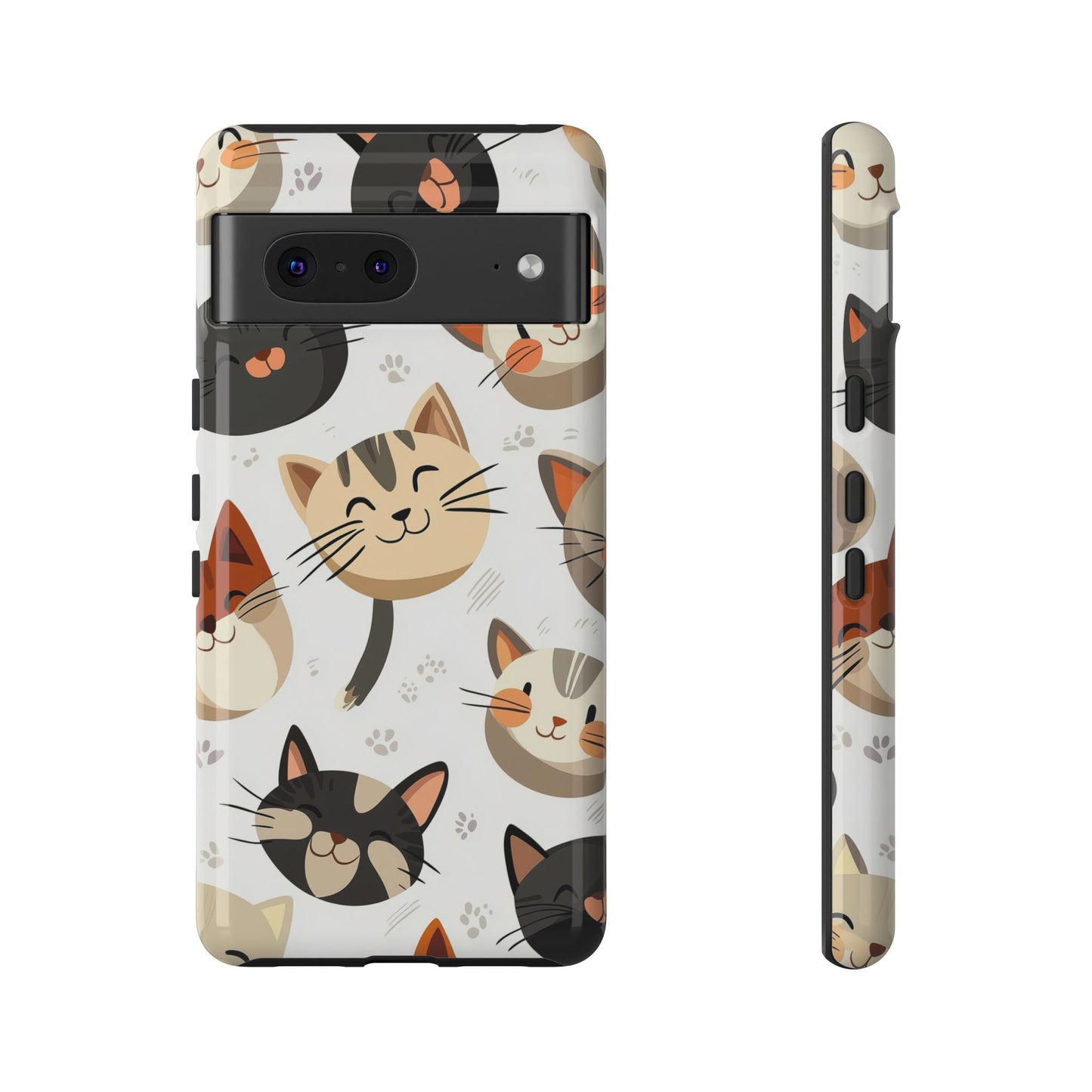 Cute Cat Faces Phone Case – Kawaii Anime Style for iPhone, Samsung & Google Pixel, Fun and Playful Cat Design