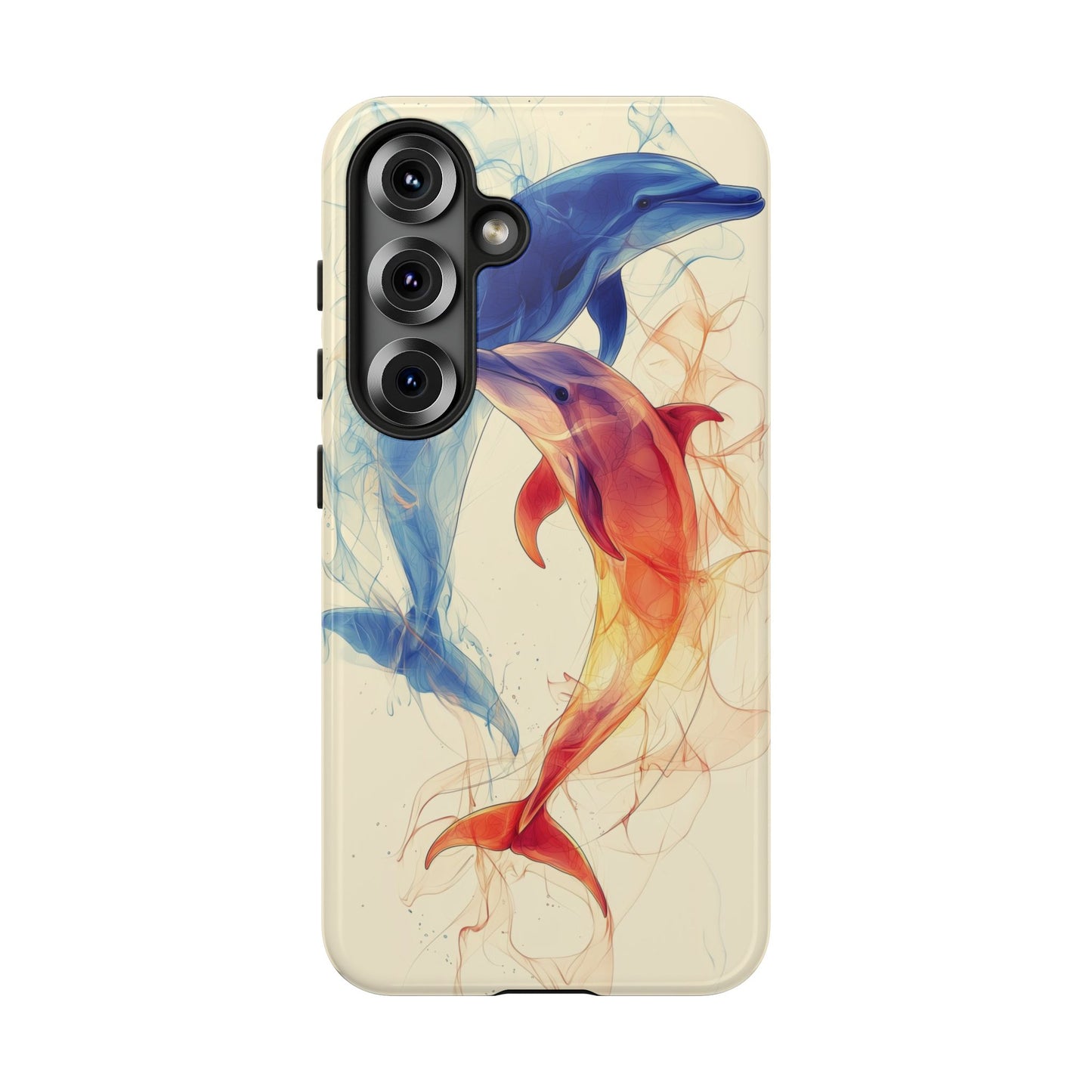 Elemental Dolphins: Fire & Water Fusion Phone Case for iPhone, Samsung & Pixel