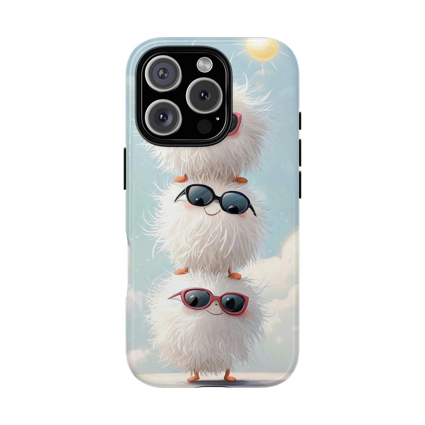 Fluffy Anime Phone Case – Cute Kawaii Fuzzy Creatures, Aesthetic Pastel Art, Soft Cloudy Background, iPhone, Samsung & Google Pixel Case