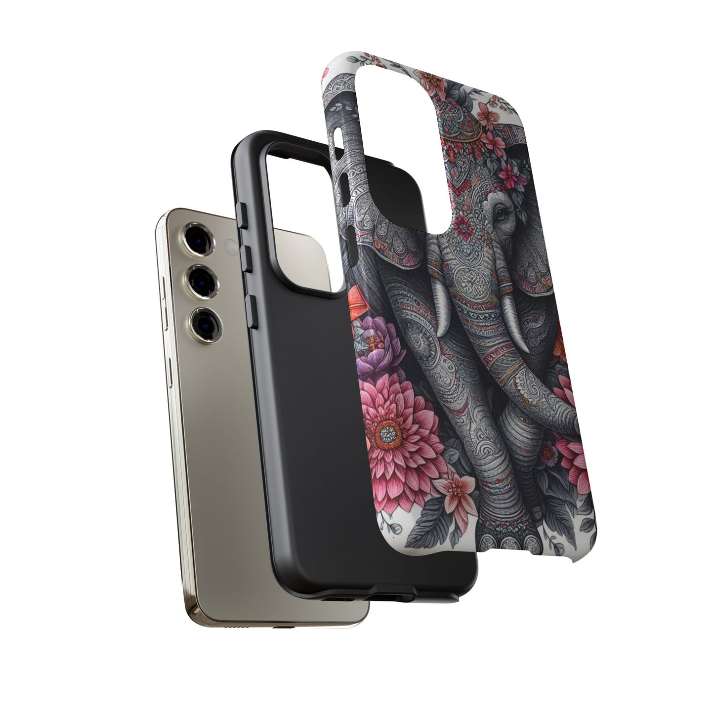 Bohemian Floral Elephant Mobile Cover – Intricate Mandala Art