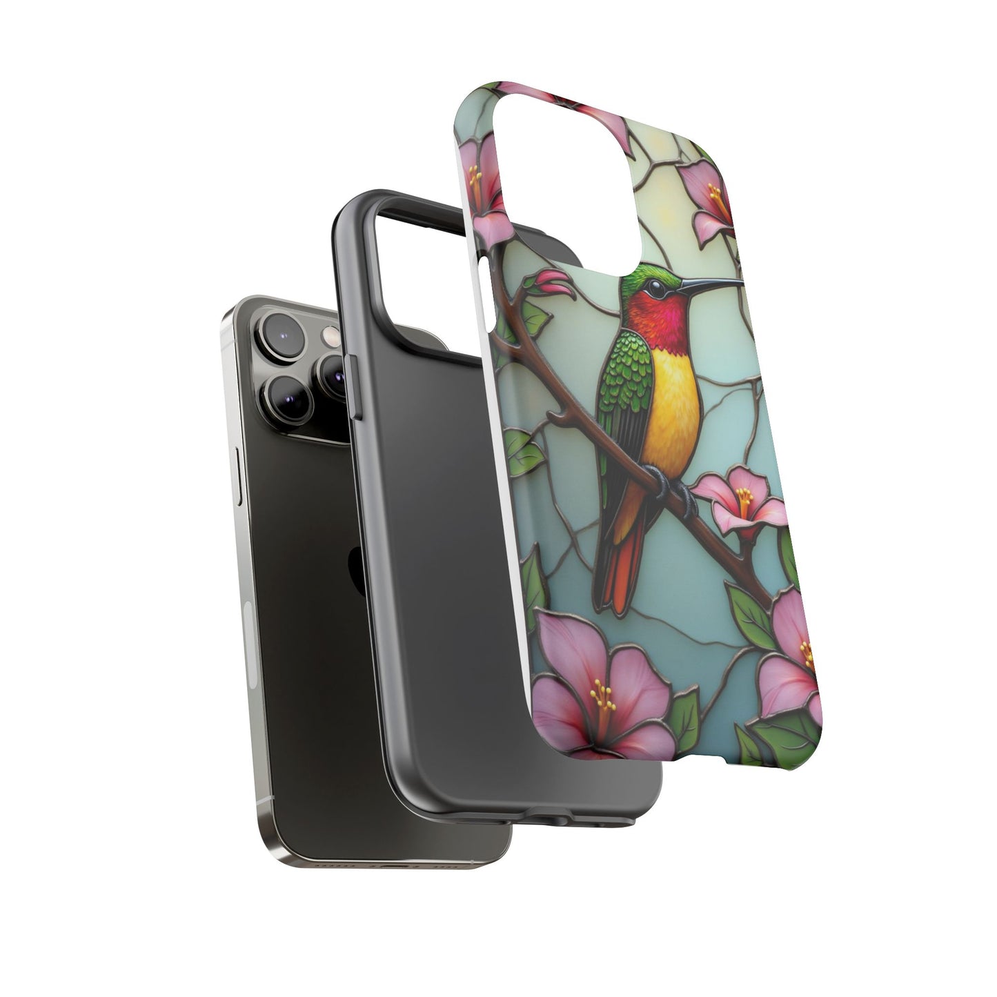 Elegant Hummingbird with Floral Mosaic | Artistic Nature Design