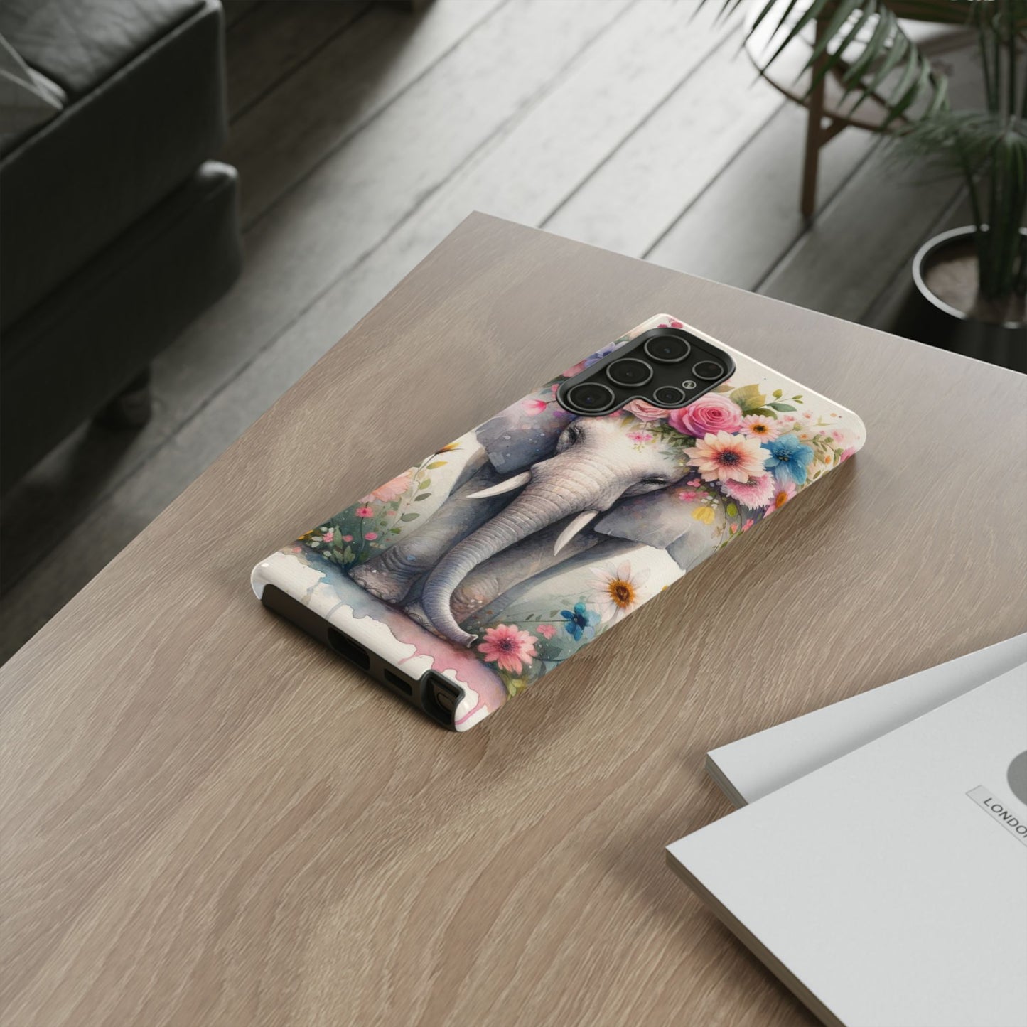 Watercolor Floral Elephant Mobile Cover – Dreamy Artistic Design