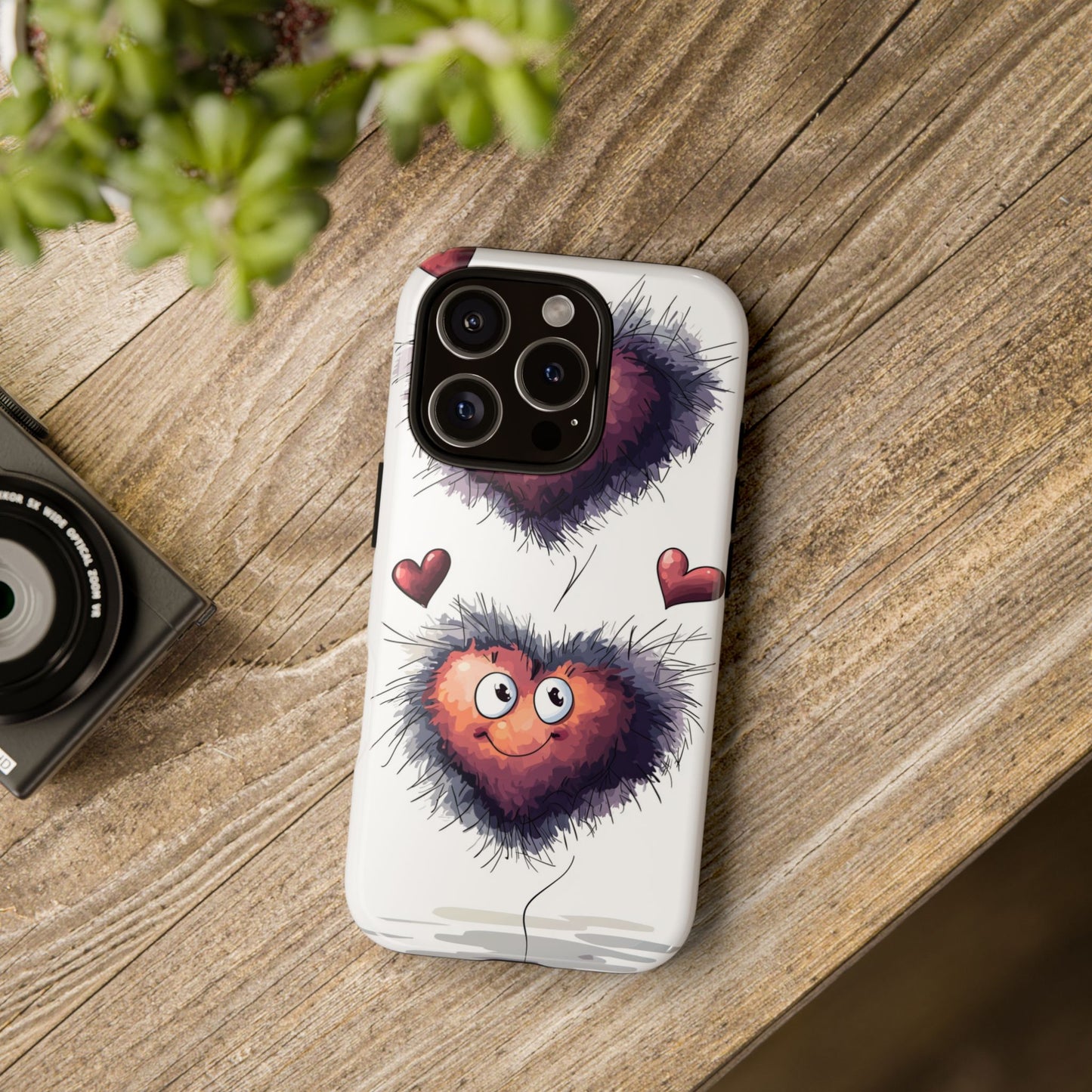 Fuzzy Love Hearts - Cute Anime Phone Case for iPhone, Samsung, Google Pixel