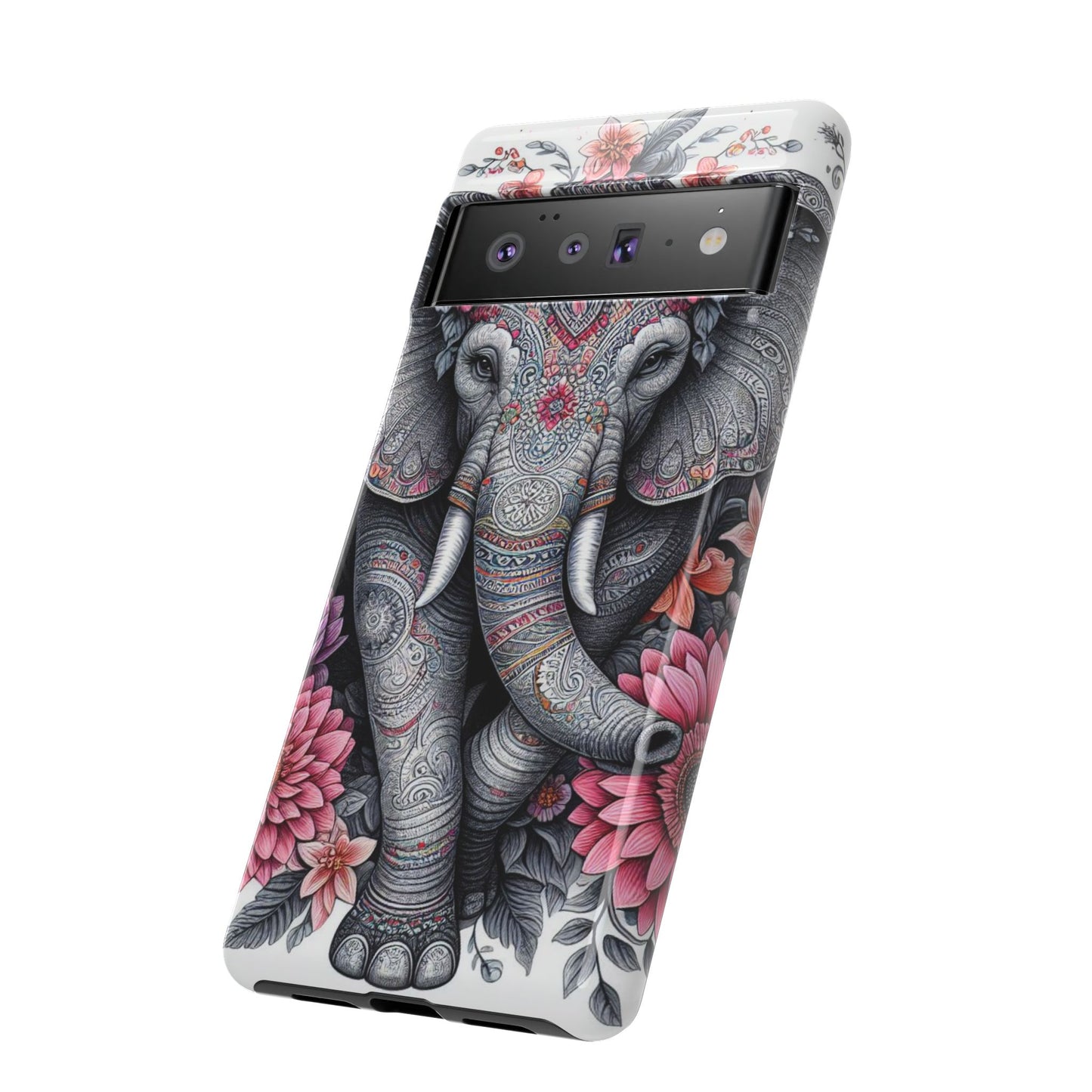 Bohemian Floral Elephant Mobile Cover – Intricate Mandala Art