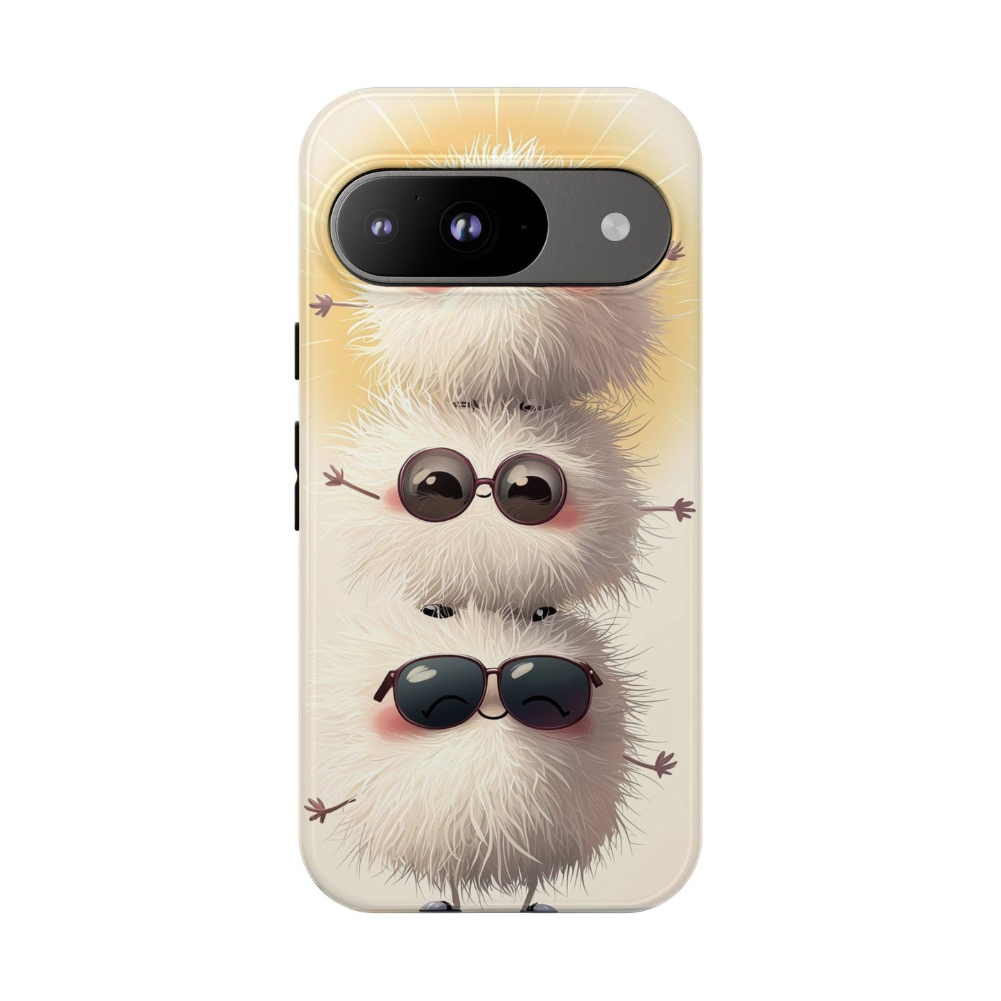 Stacked Fluff Squad Phone Case – Kawaii Anime Creatures with Sunglasses, iPhone, Samsung & Google Pixel Case