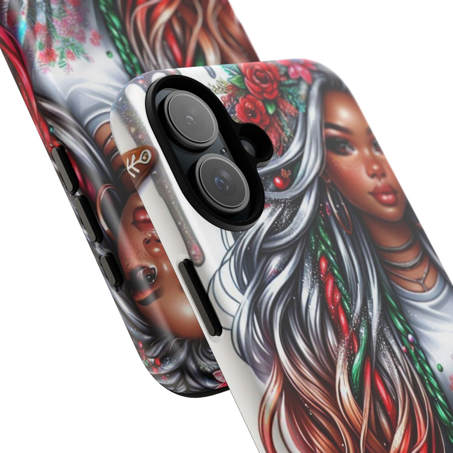Festive Boho Queen – Holiday Glow & Candy Cane Braids Mobile Cover