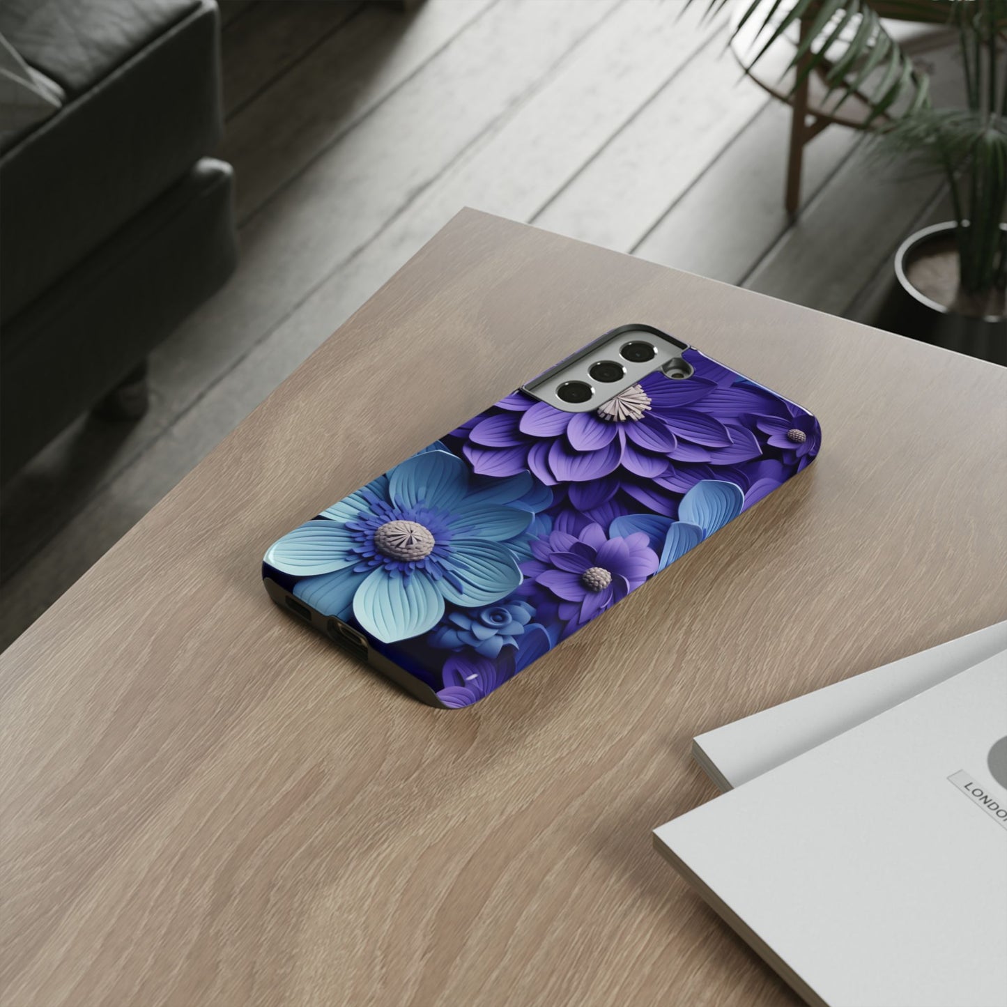 Royal Blue Floral Phone Case – Elegant & Luxurious Design
