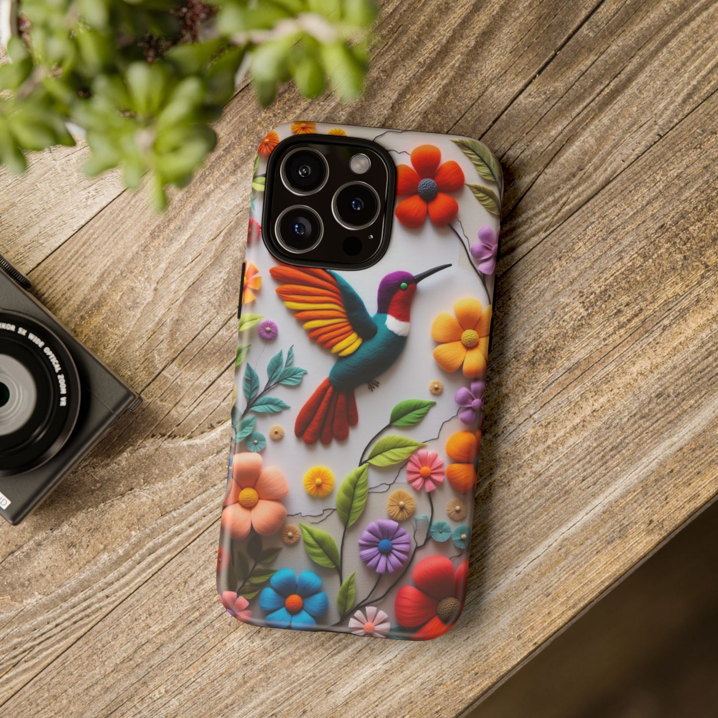 Embroidered Hummingbird with Floral Design | Nature's Elegant Stitch