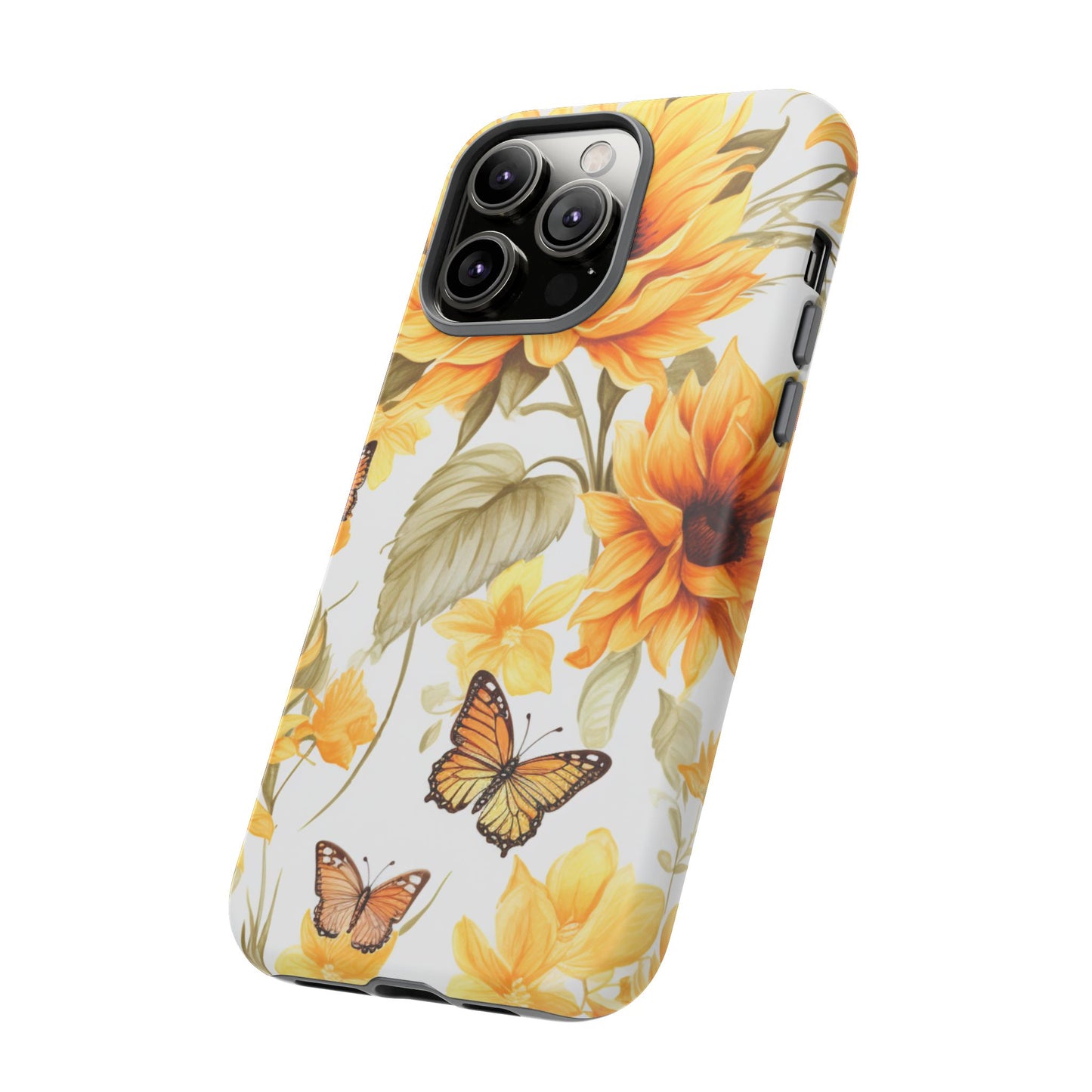 Golden Sunflower & Butterfly Phone Case – Warm & Elegant