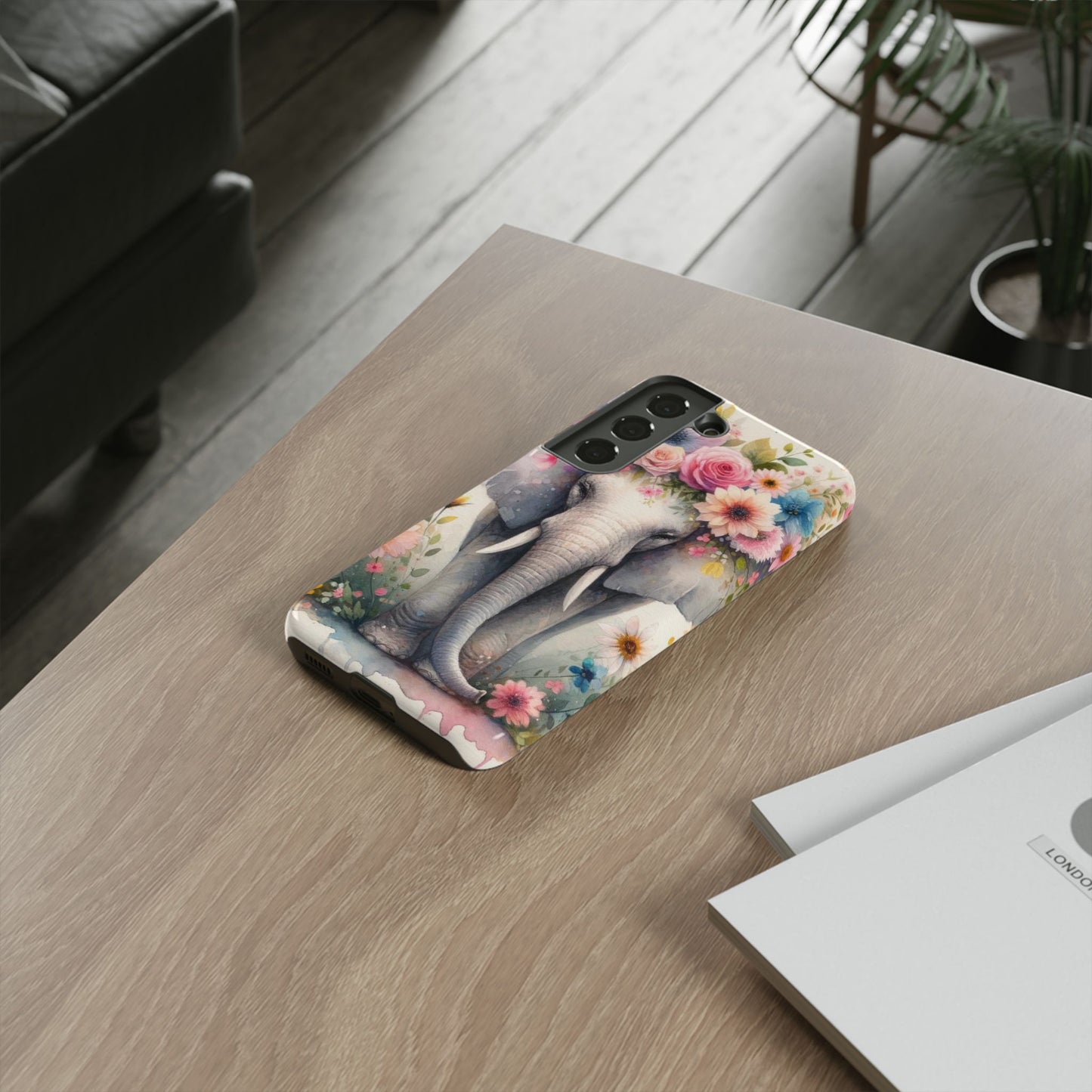 Watercolor Floral Elephant Mobile Cover – Dreamy Artistic Design