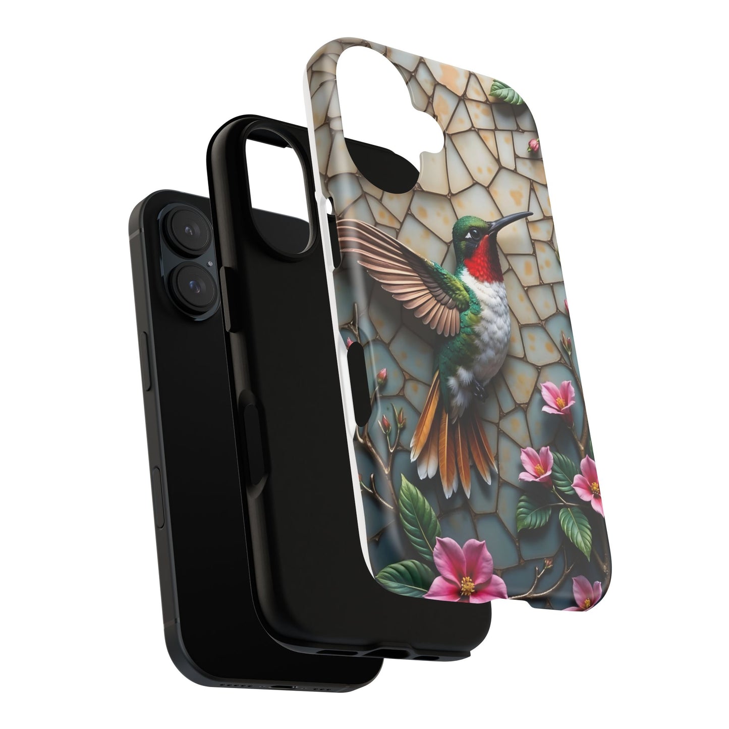 Vivid Hummingbird with Blossoming Branches | Artistic Mosaic Style