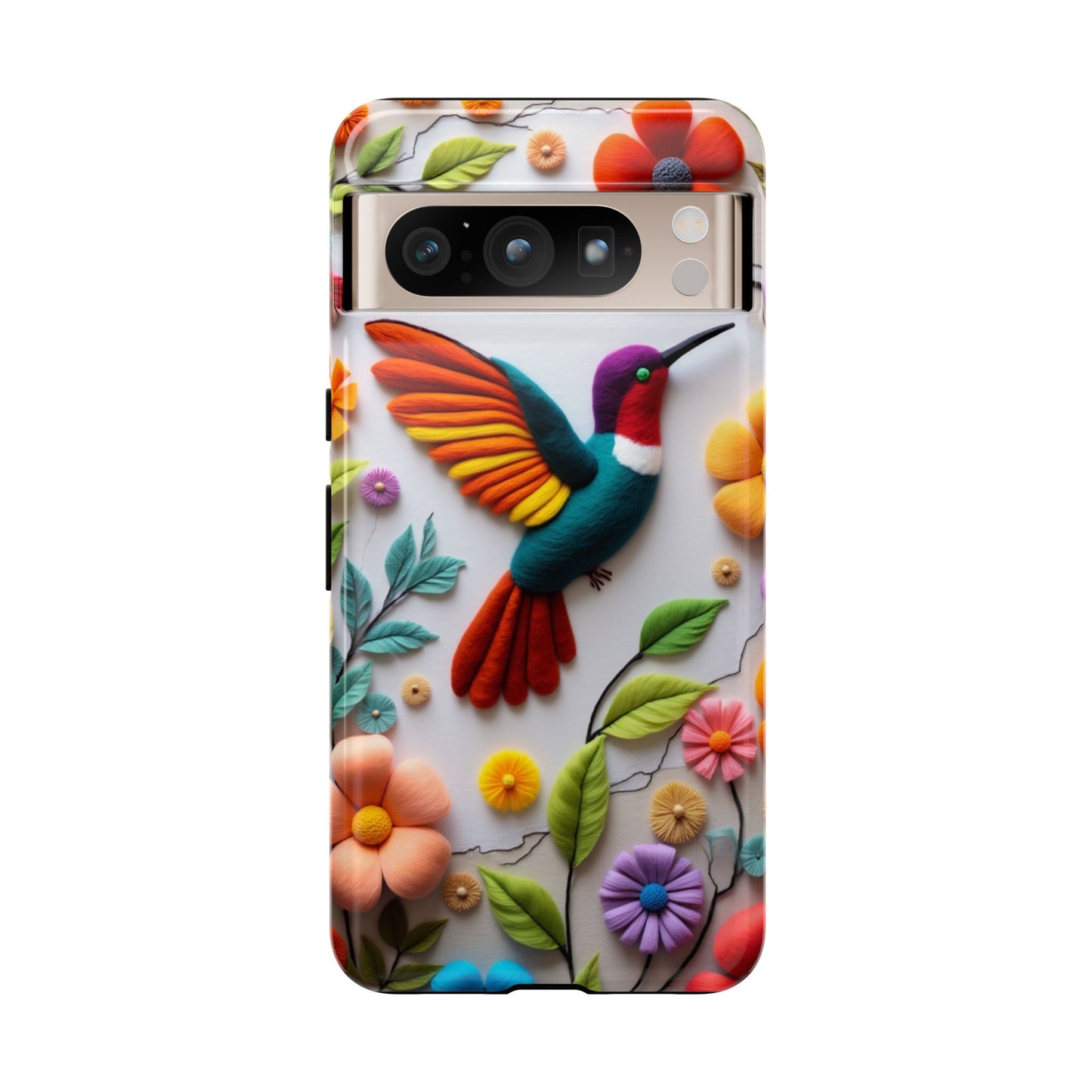 Embroidered Hummingbird with Floral Design | Nature's Elegant Stitch | iPhone 16 Pro
