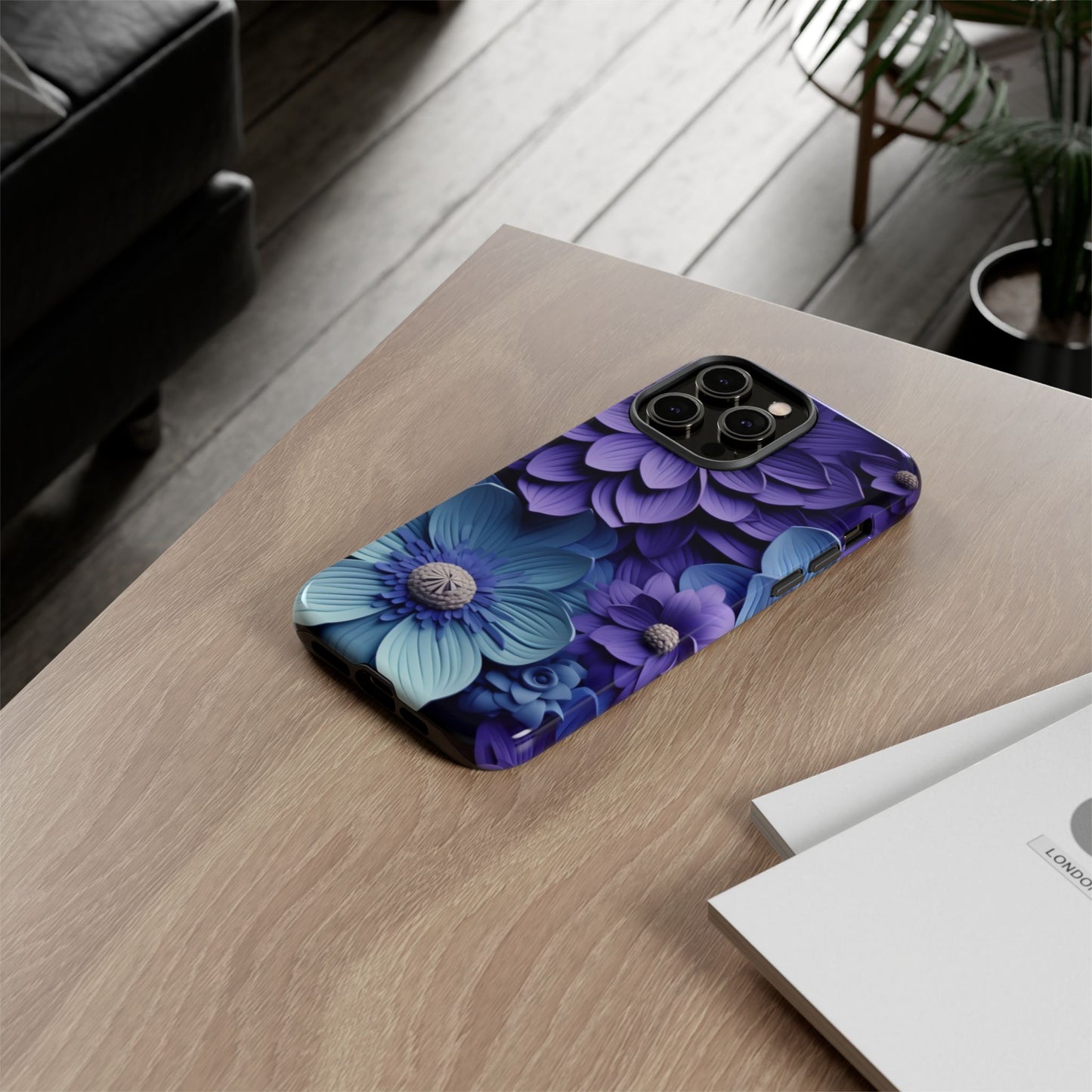 Royal Blue Floral Phone Case – Elegant & Luxurious Design