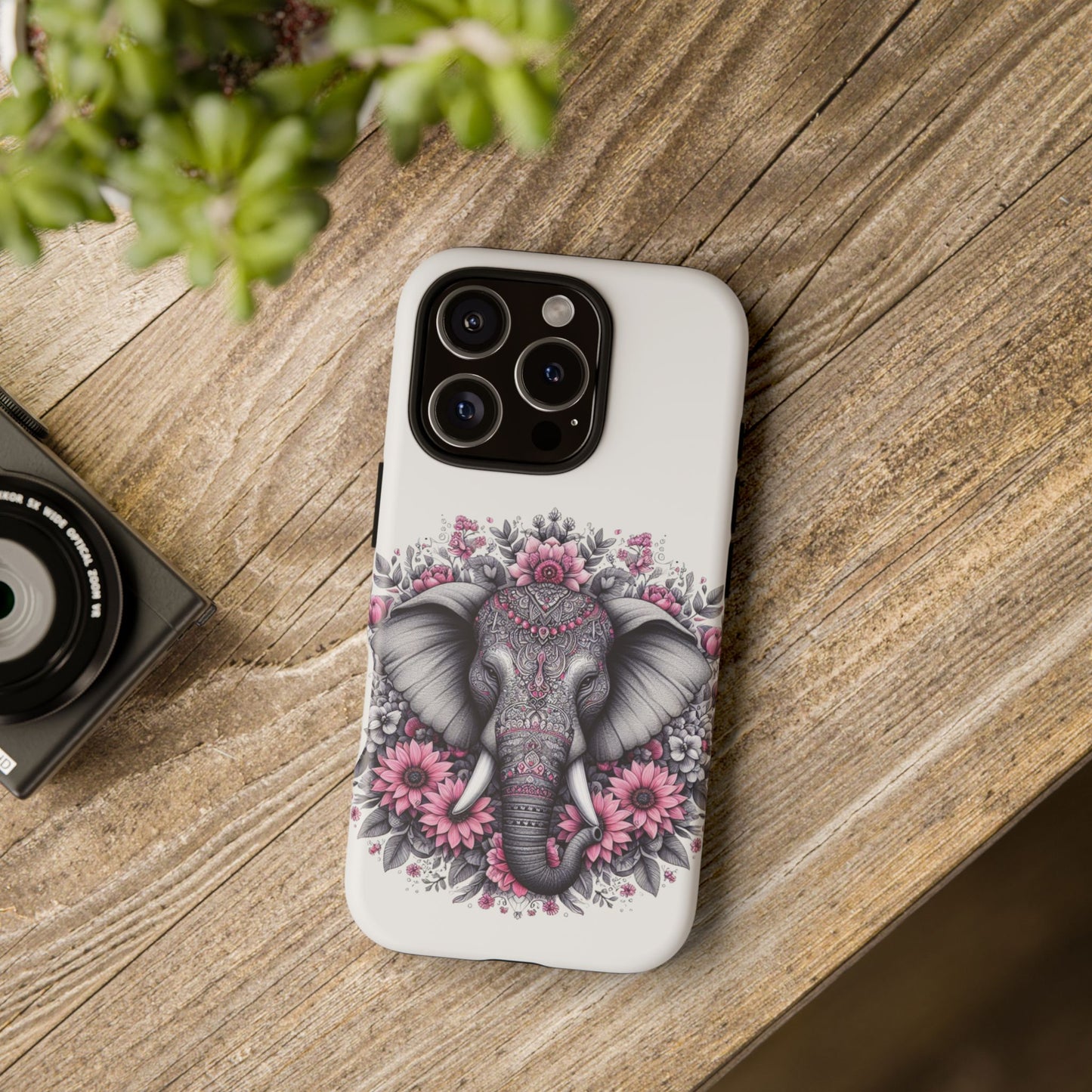 Intricate Floral Elephant Mobile Cover – Mandala-Inspired Boho Art