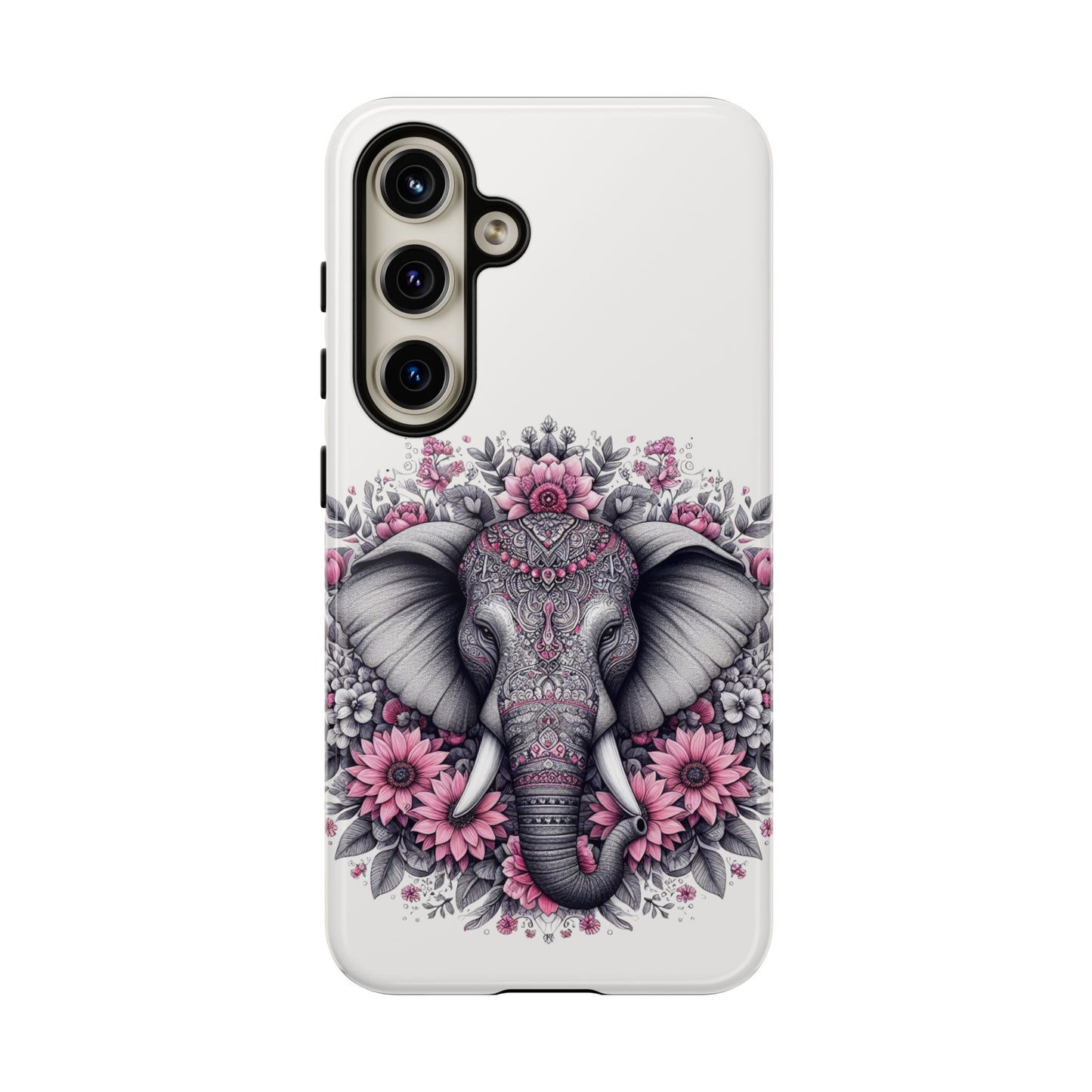 Intricate Floral Elephant Mobile Cover – Mandala-Inspired Boho Art
