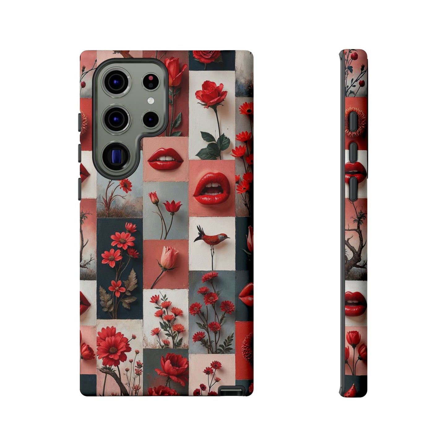 Red Flowers & Lips Collage Phone Case