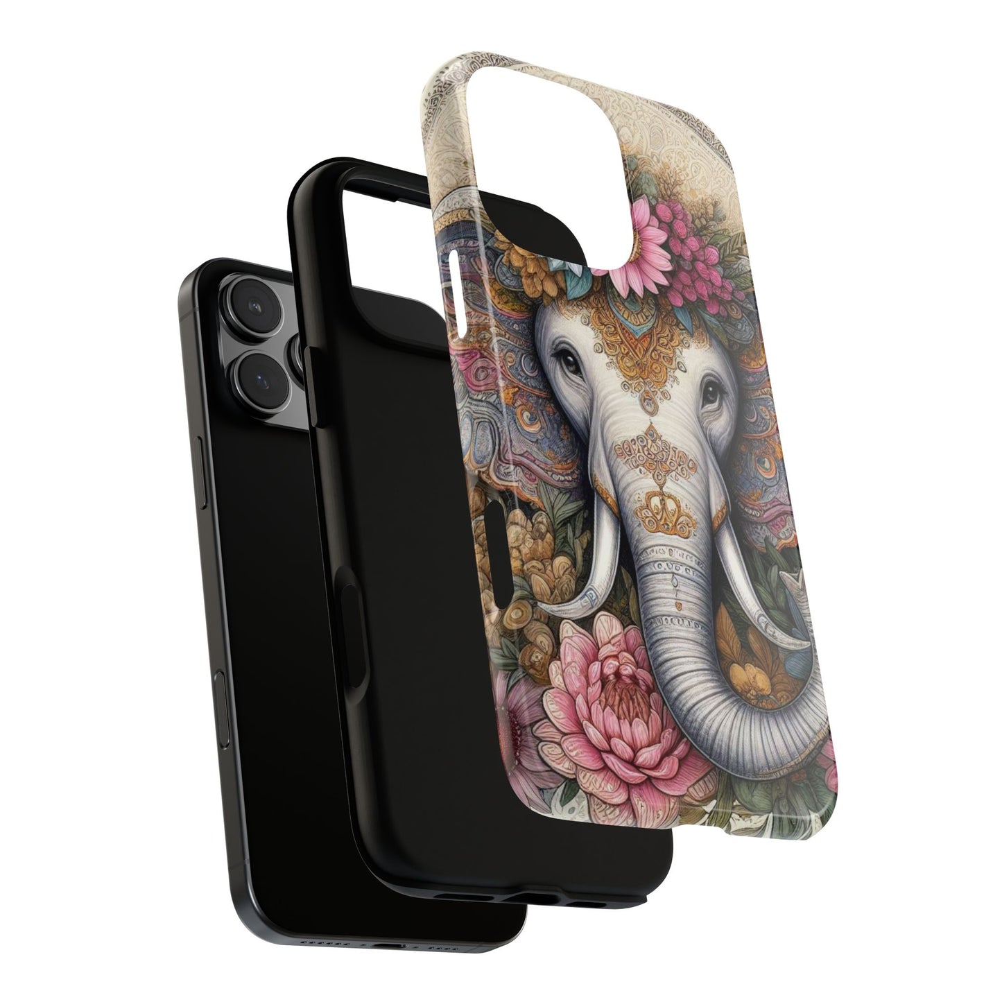 Elegant Floral Elephant Mobile Cover – Royal Mandala Art