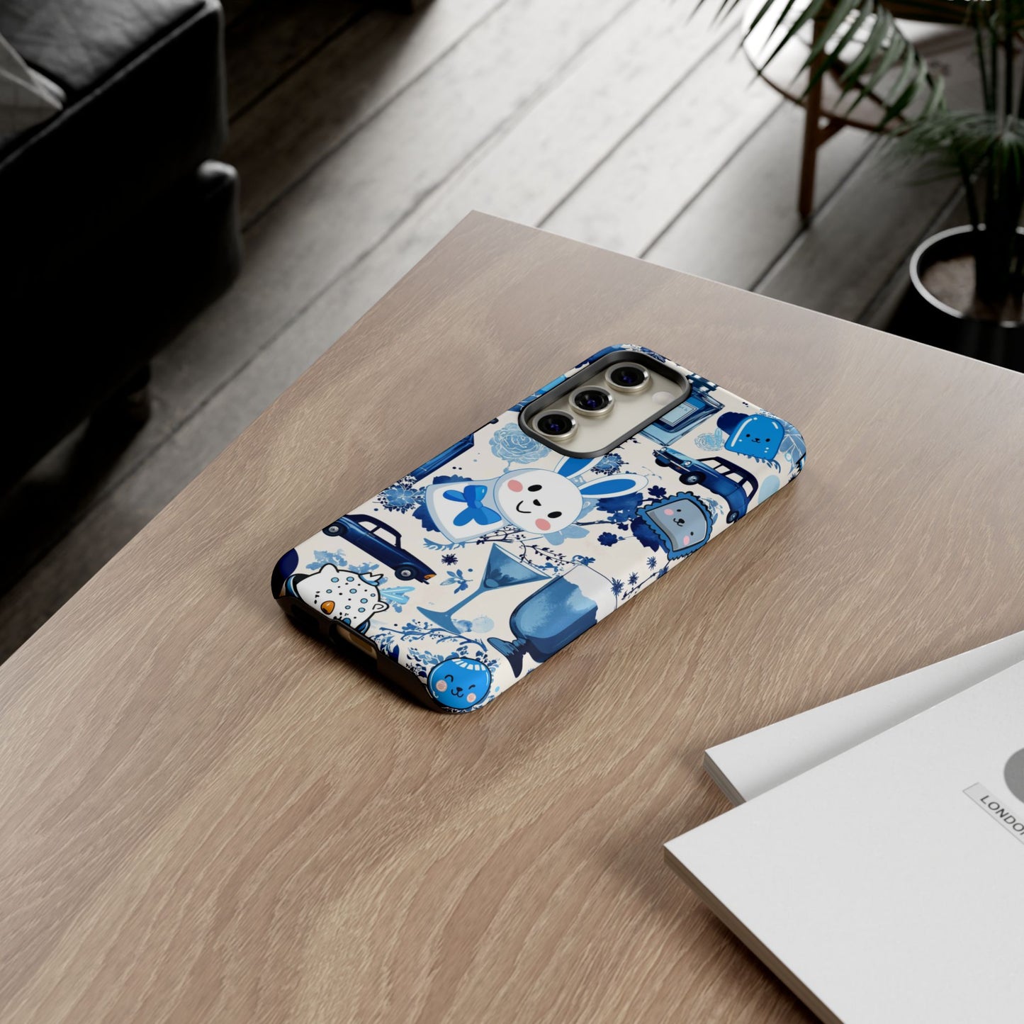 Blue Bunny & Car Themed Phone Case