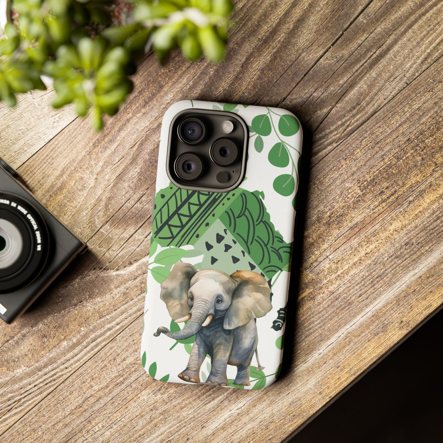 Playful Baby Elephant Mobile Cover – Tropical Boho Art