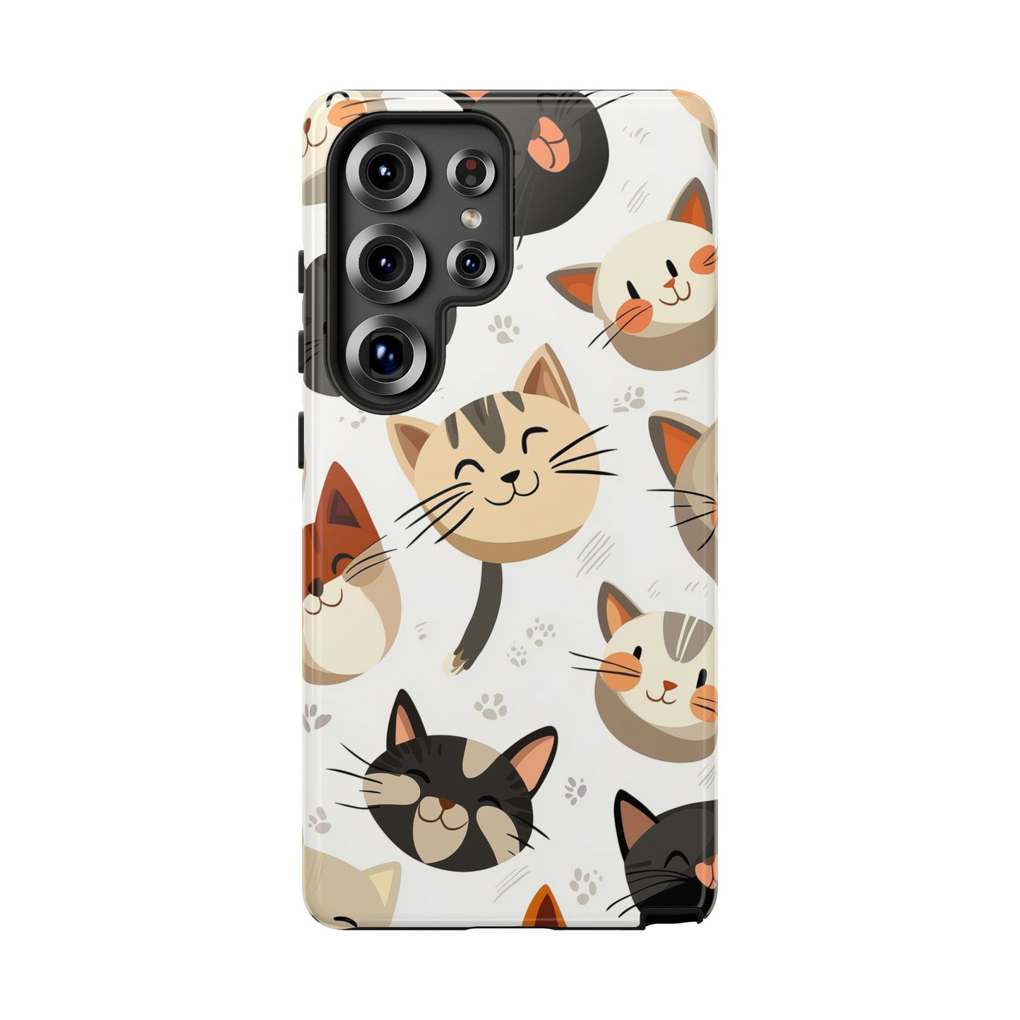 Cute Cat Faces Phone Case – Kawaii Anime Style for iPhone, Samsung & Google Pixel, Fun and Playful Cat Design