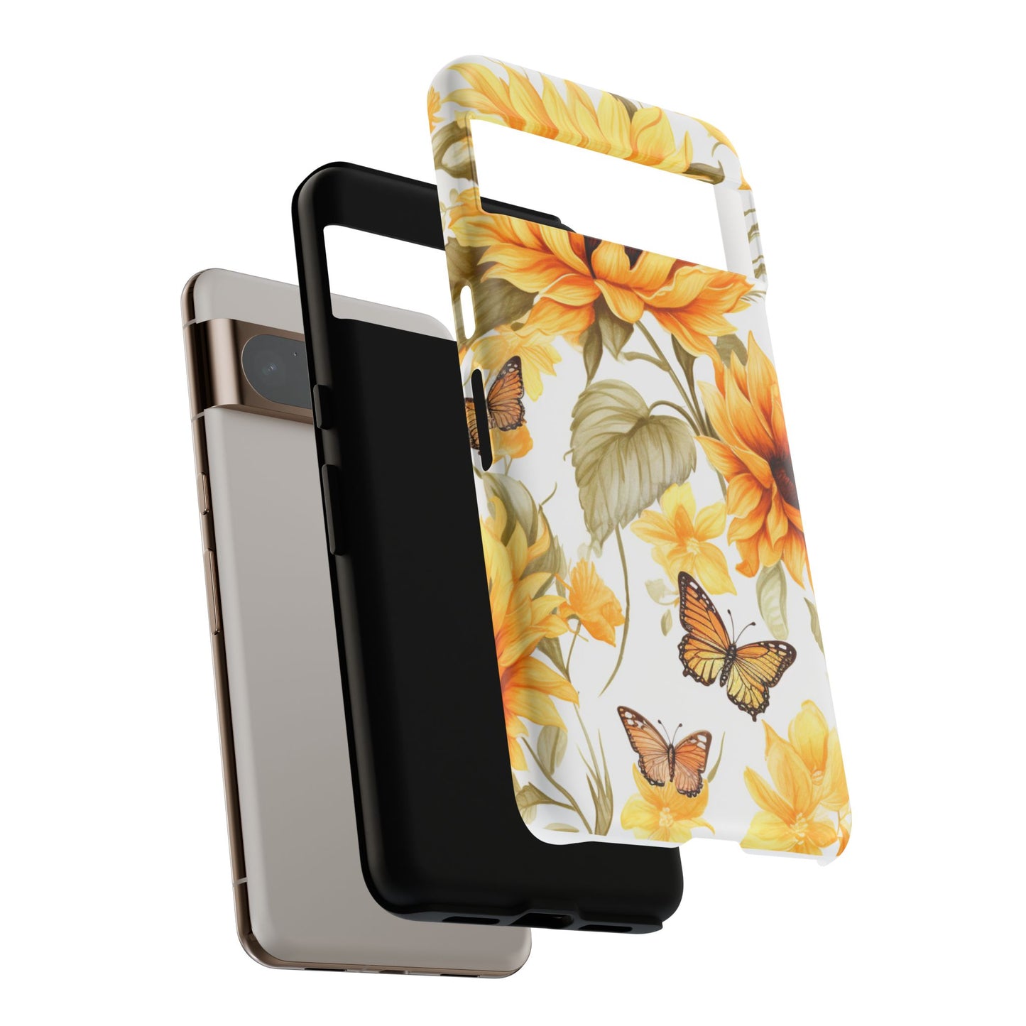 Golden Sunflower & Butterfly Phone Case – Warm & Elegant