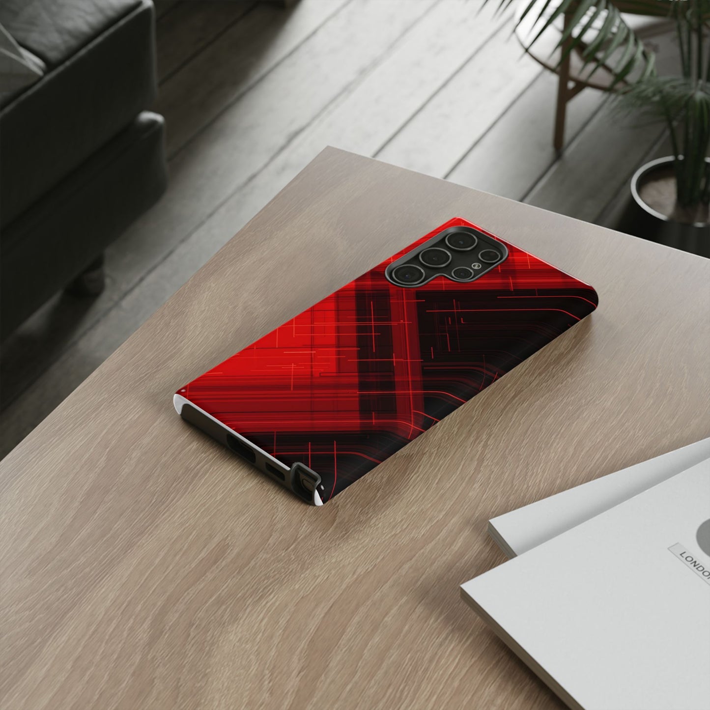 Abstract Red and Black Geometric Pattern