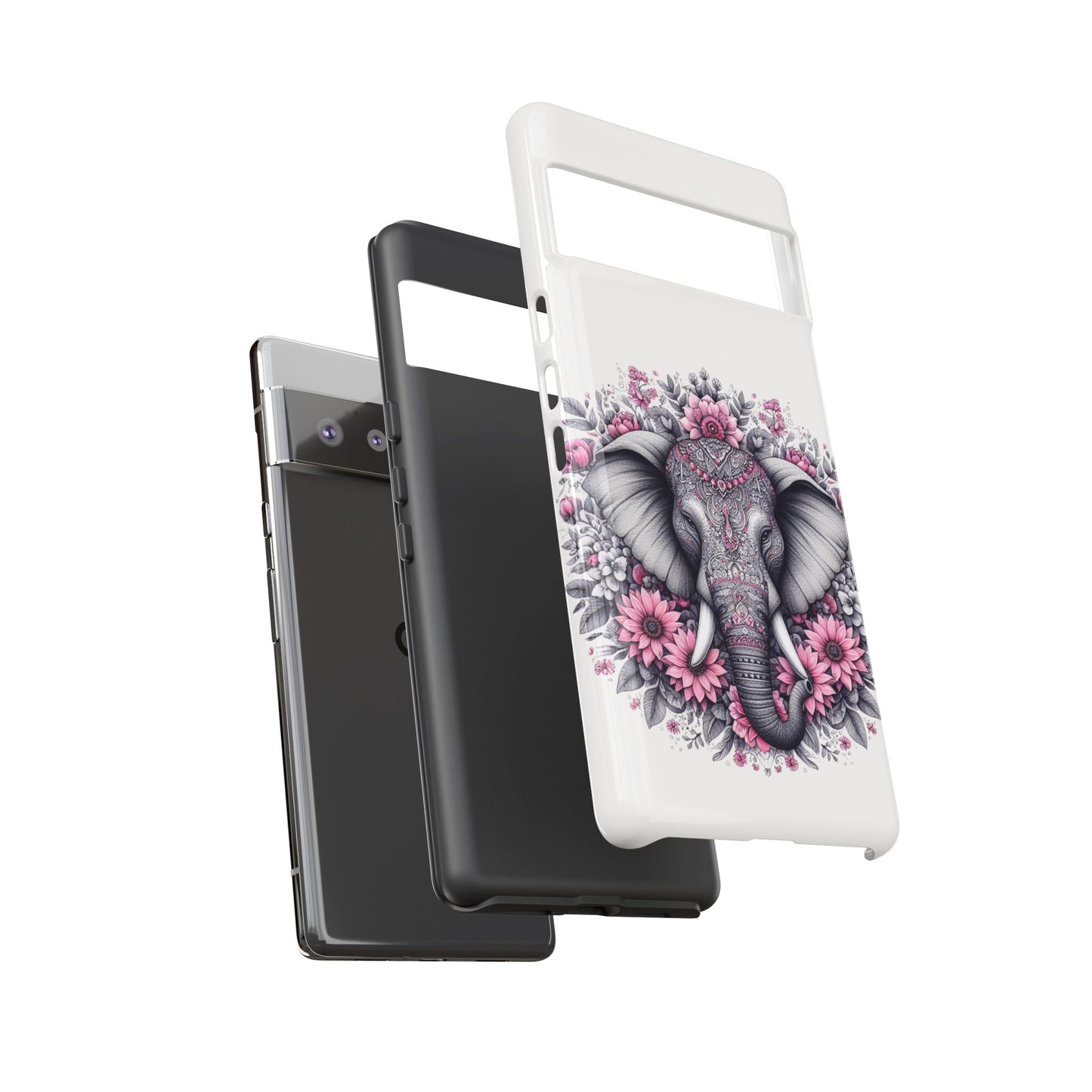 Intricate Floral Elephant Mobile Cover – Mandala-Inspired Boho Art