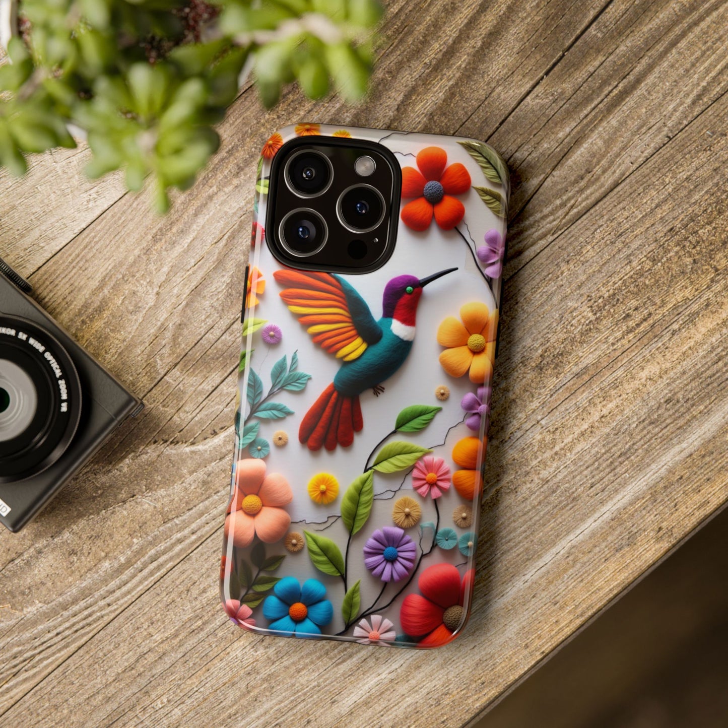 Embroidered Hummingbird with Floral Design | Nature's Elegant Stitch
