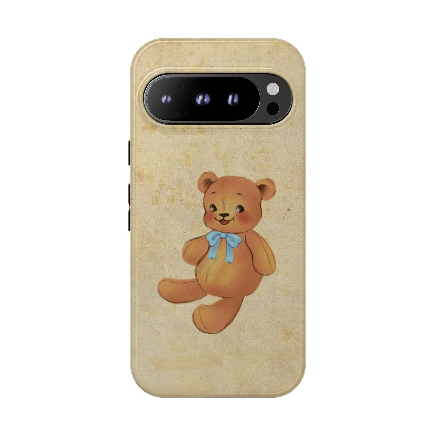 Vintage Teddy Bear Phone Case β Minimal Aesthetic, Soft Beige Retro Cover for iPhone, Samsung & Pixel