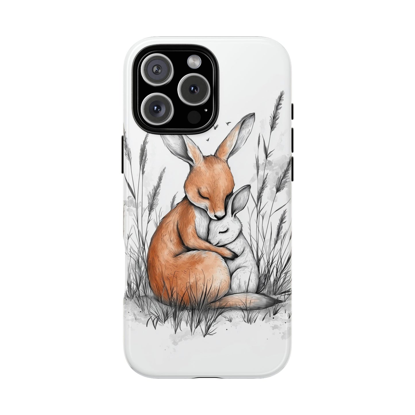 Bunny Embrace: Watercolor Woodland Hug Phone Case for iPhone, Samsung & Pixel