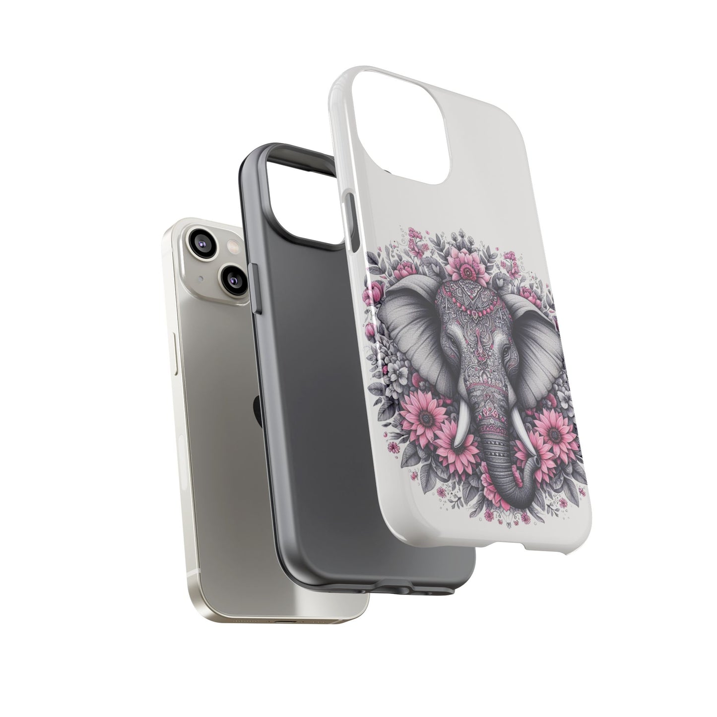 Intricate Floral Elephant Mobile Cover – Mandala-Inspired Boho Art