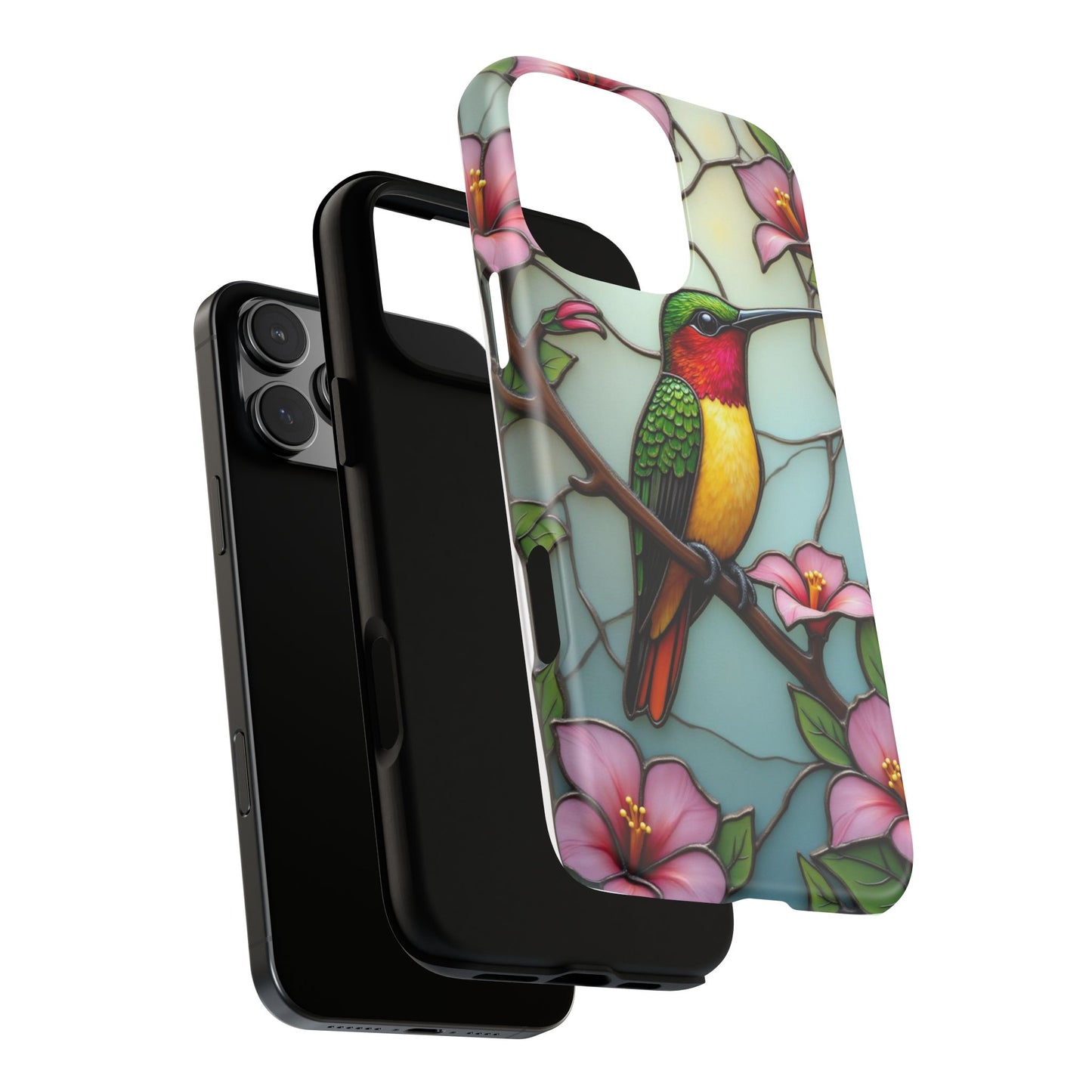Elegant Hummingbird with Floral Mosaic | Artistic Nature Design