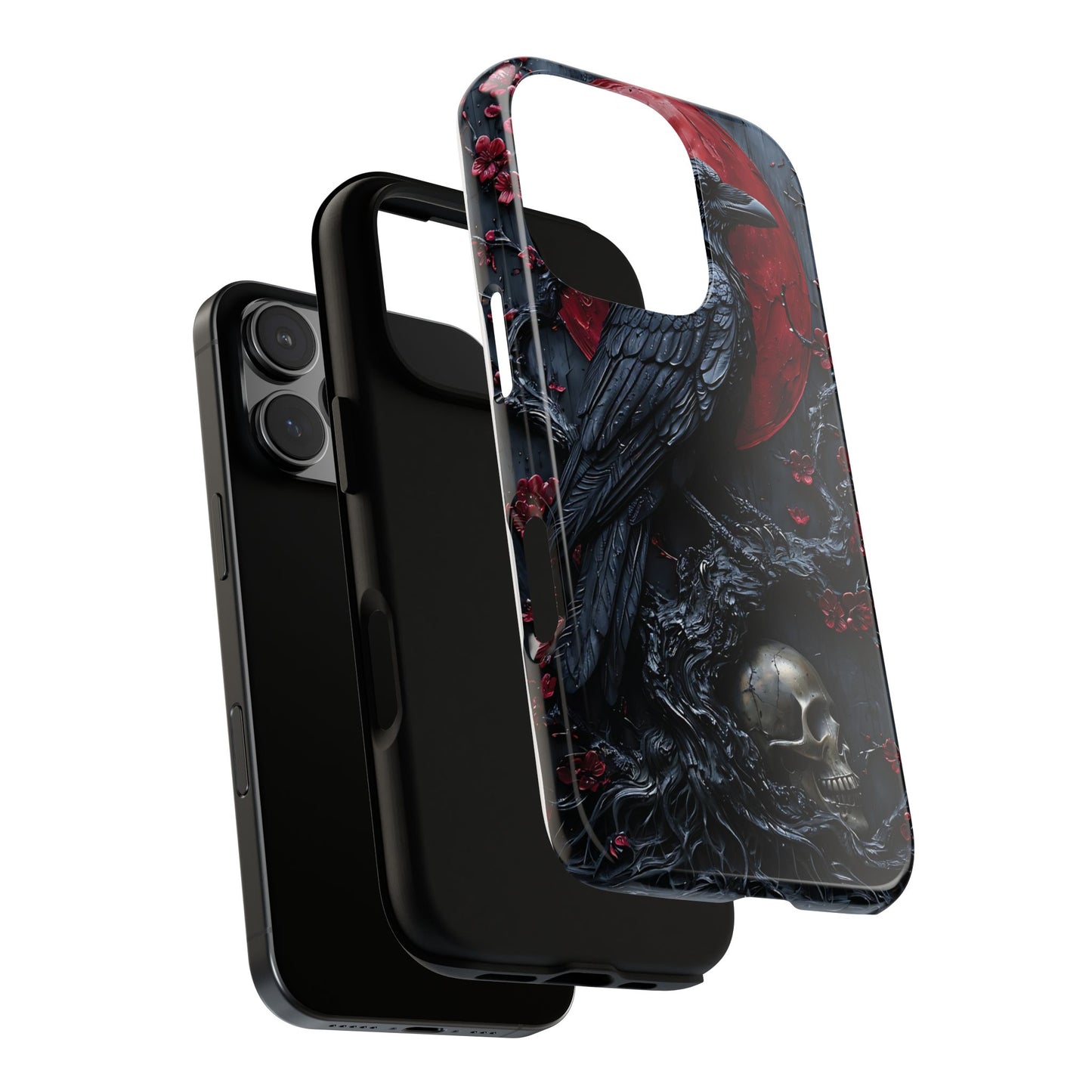 Gothic Sculpture Of Raven On Charcoal Tree Branch phone case design