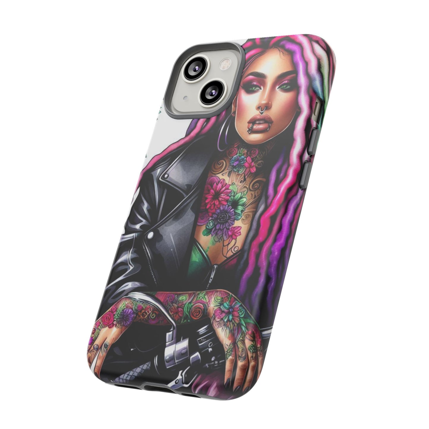 Neon Rebel – Vibrant Biker Queen Mobile Cover