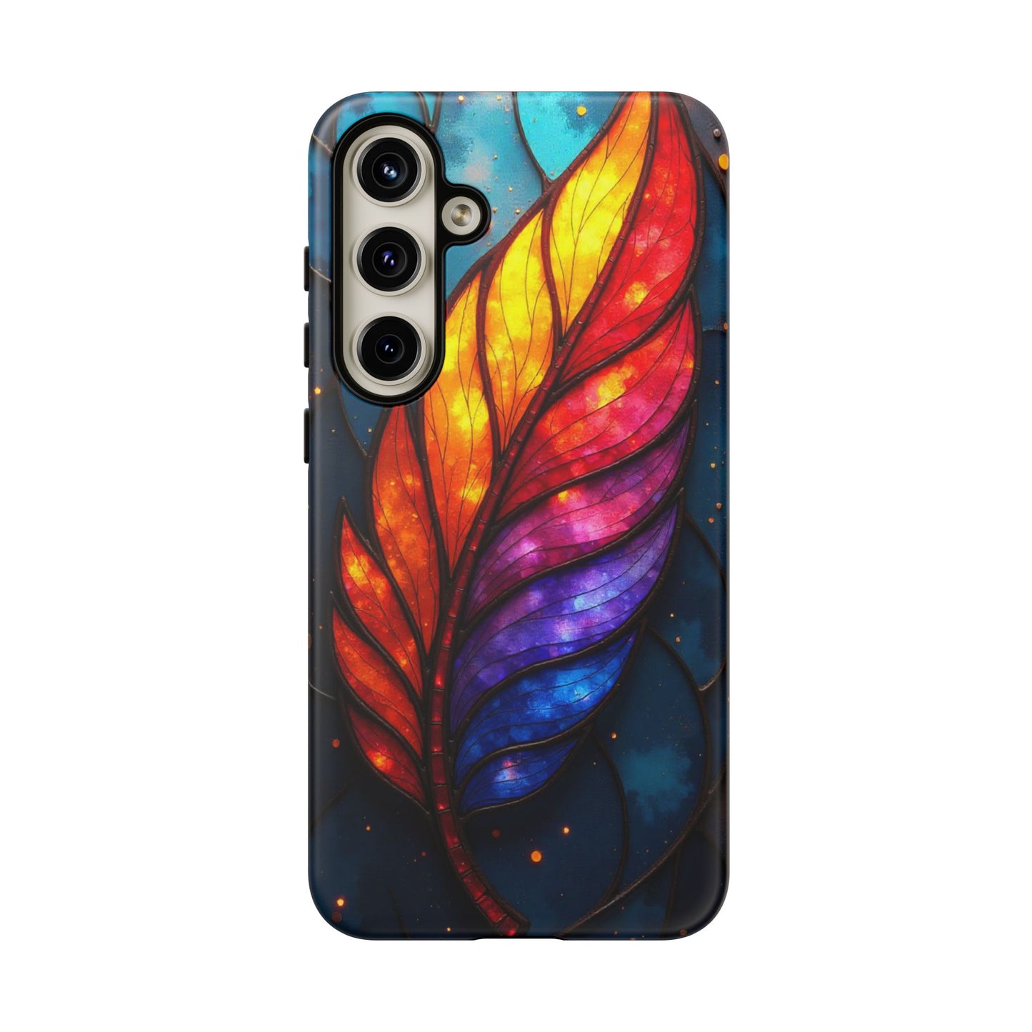 Vivid Feather: Stained Glass Abstract Art