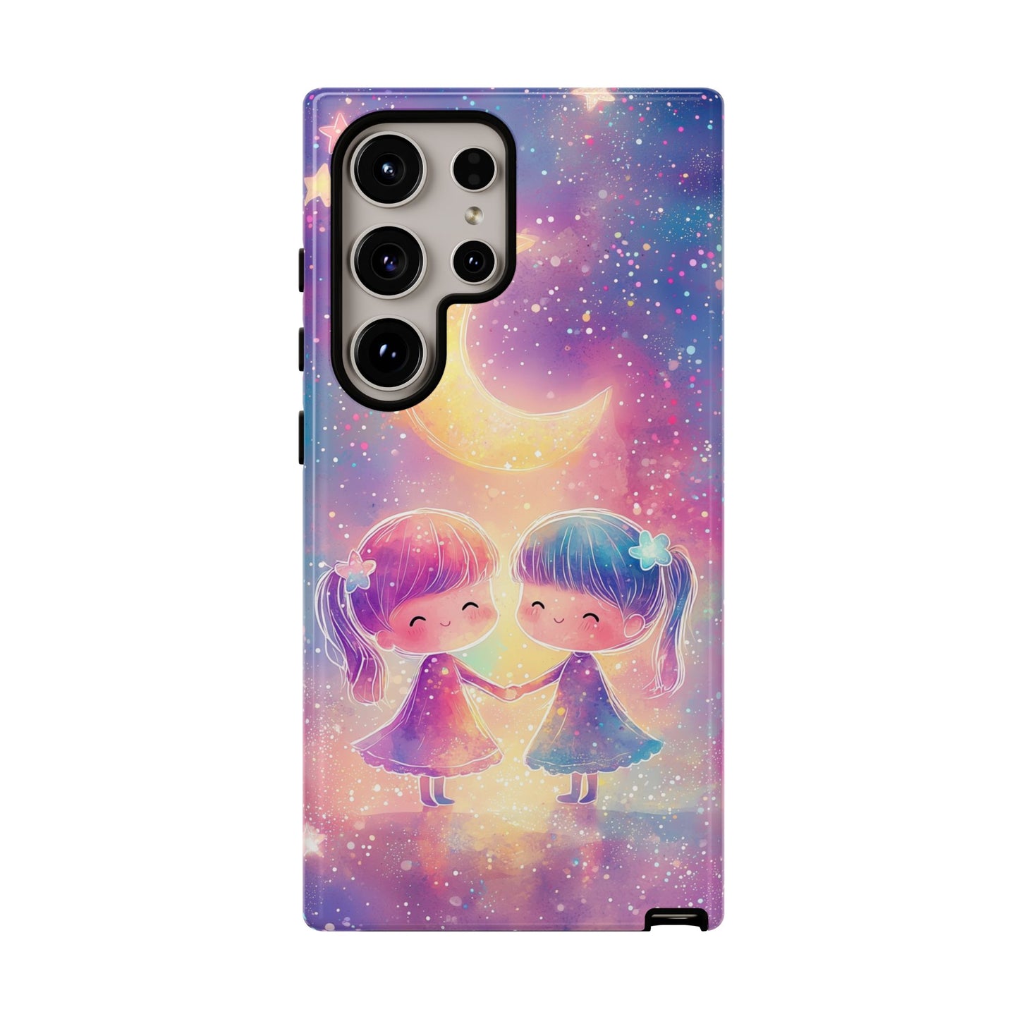 Moonlit Friendship Galaxy Phone Case for iPhone, Samsung, Google Pixel
