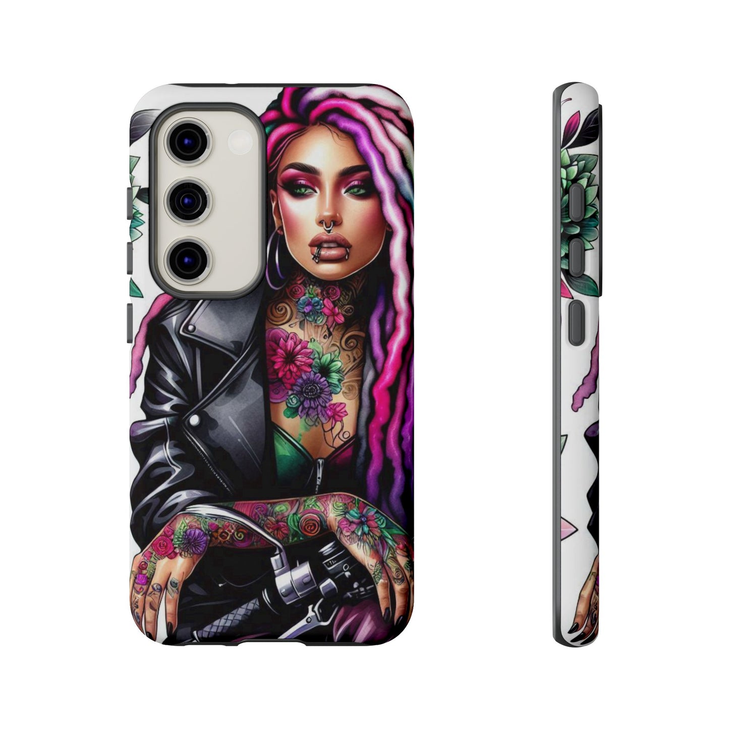 Neon Rebel – Vibrant Biker Queen Mobile Cover