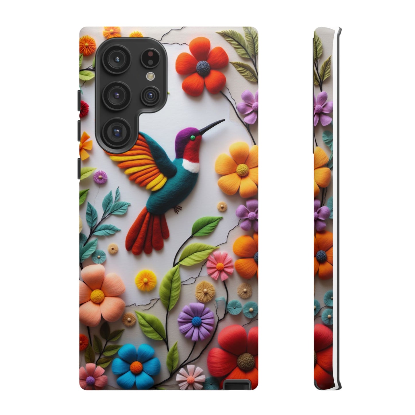 Embroidered Hummingbird with Floral Design | Nature's Elegant Stitch